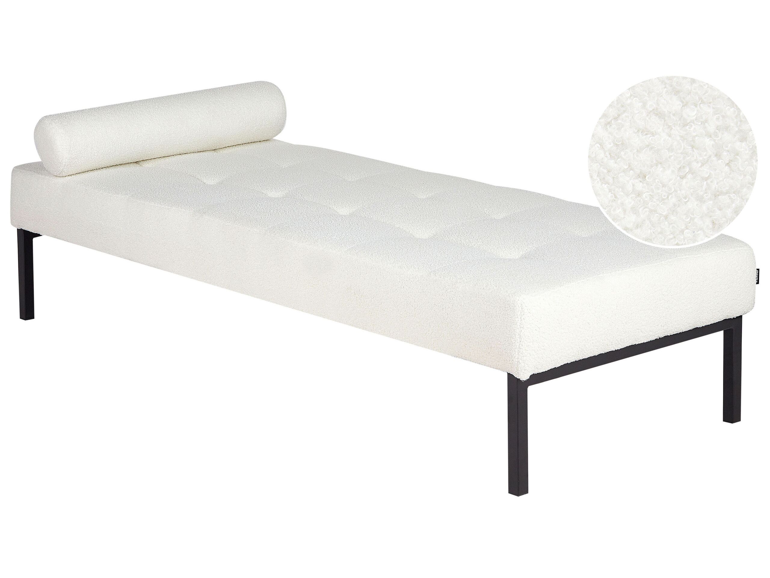 Boucle Chaise Longue White CHINON - Gemini Interiors