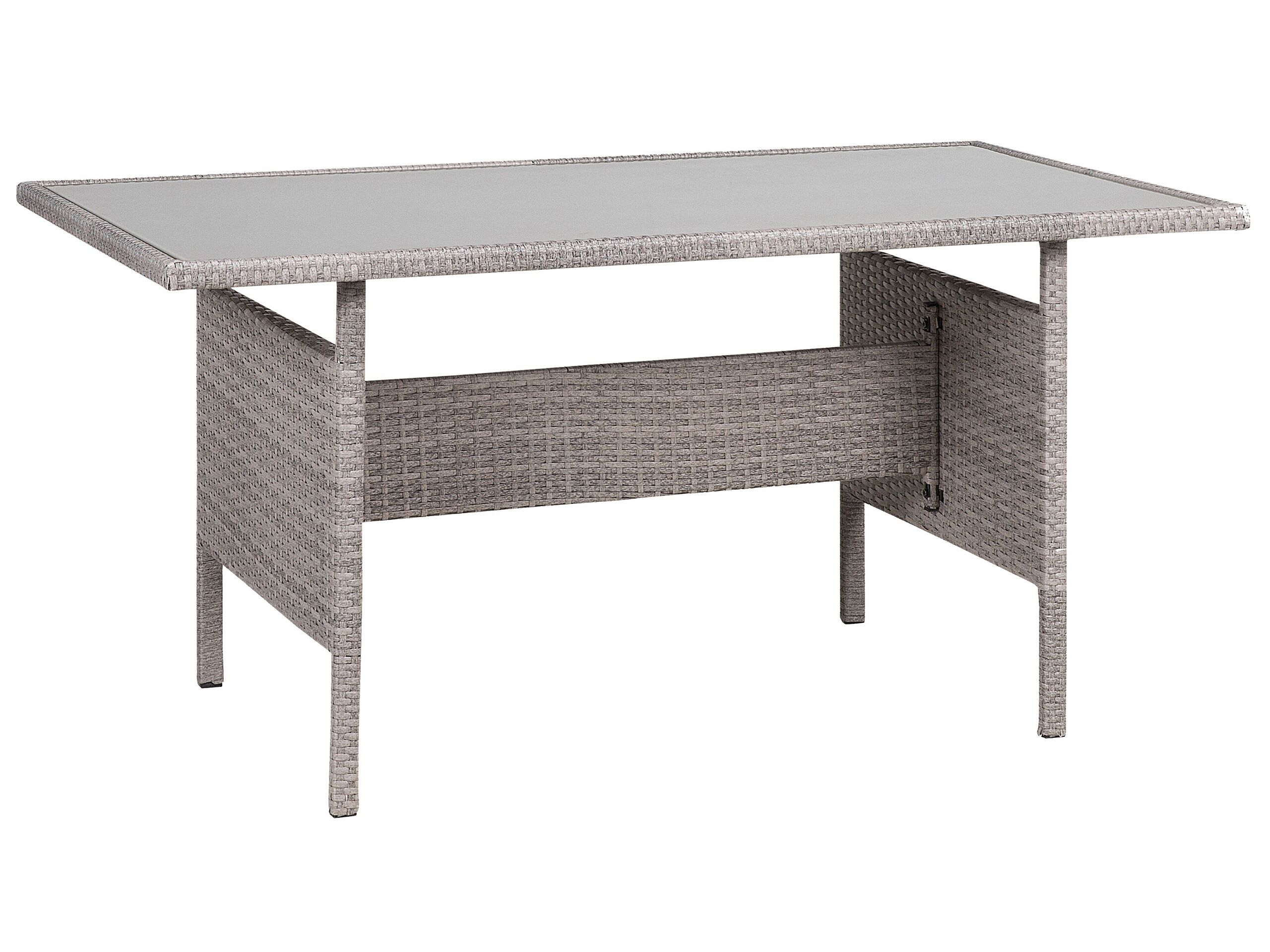 PE Rattan Garden Dining Table 145 x 80 cm Grey VITERBO - Gemini Interiors
