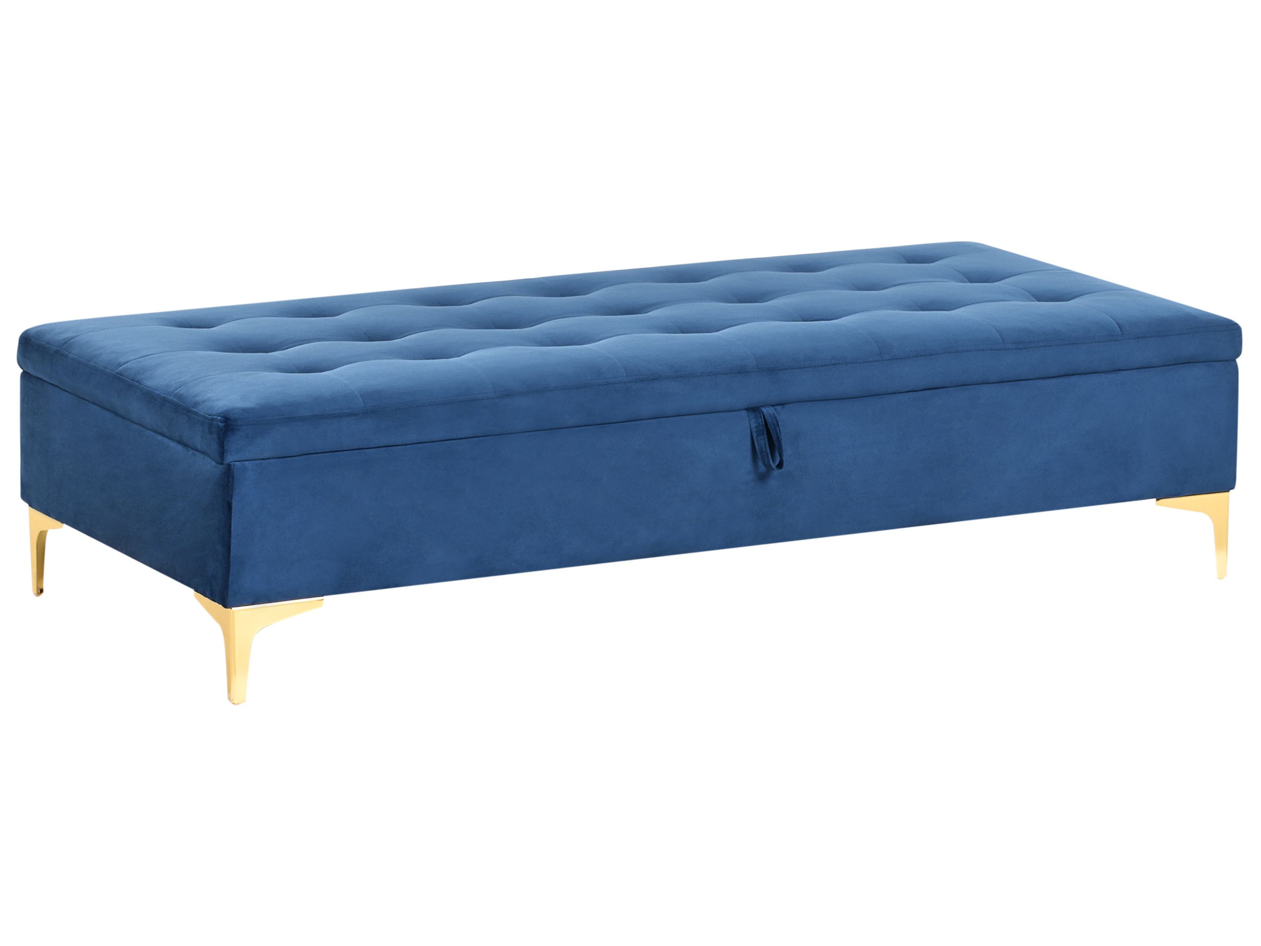 ABERVON Storage Ottoman Velvet Navy Blue - Gemini Interiors