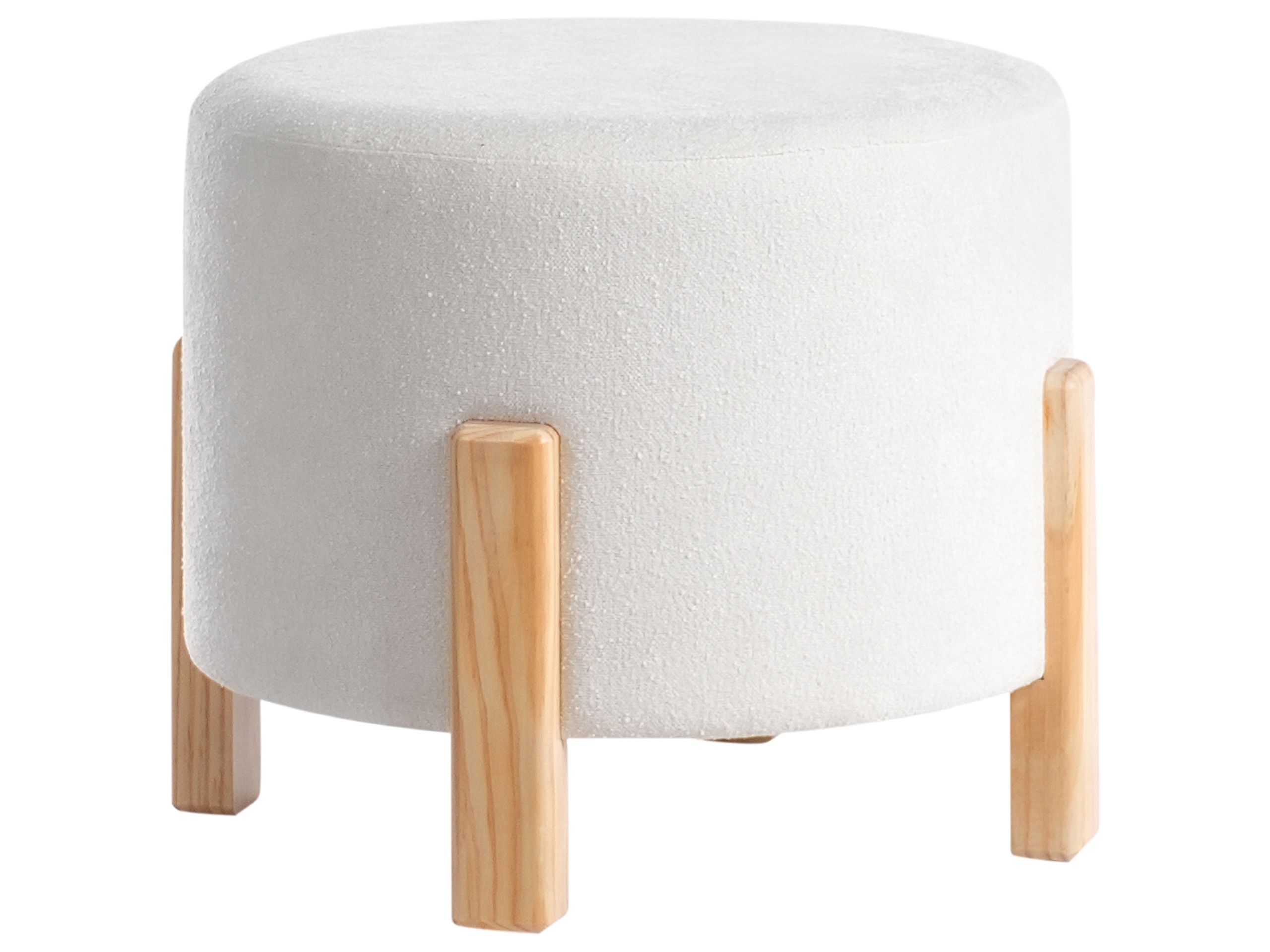 HANWELL Chenille Fabric Footstool - Off White - Gemini Interiors