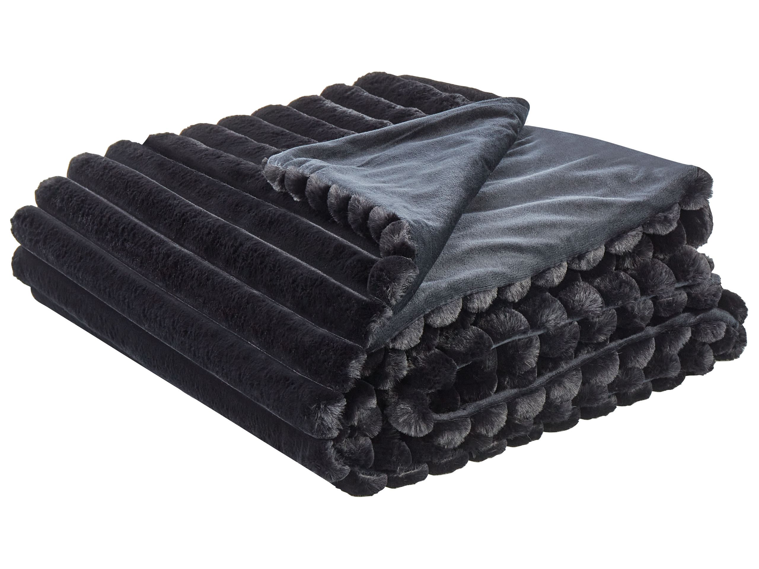 Bedspread RAKYA Faux Fur 200 x 220 cm Black - Gemini Interiors