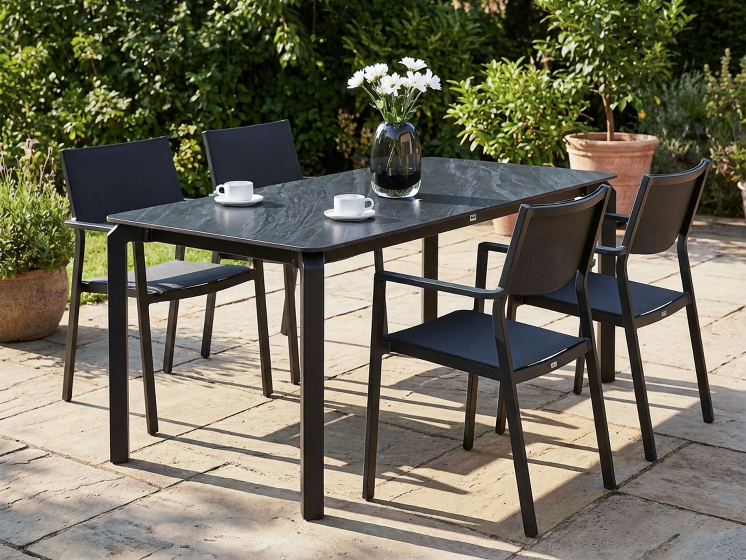DERUXO Garden Dining Table - Black - Gemini Interiors