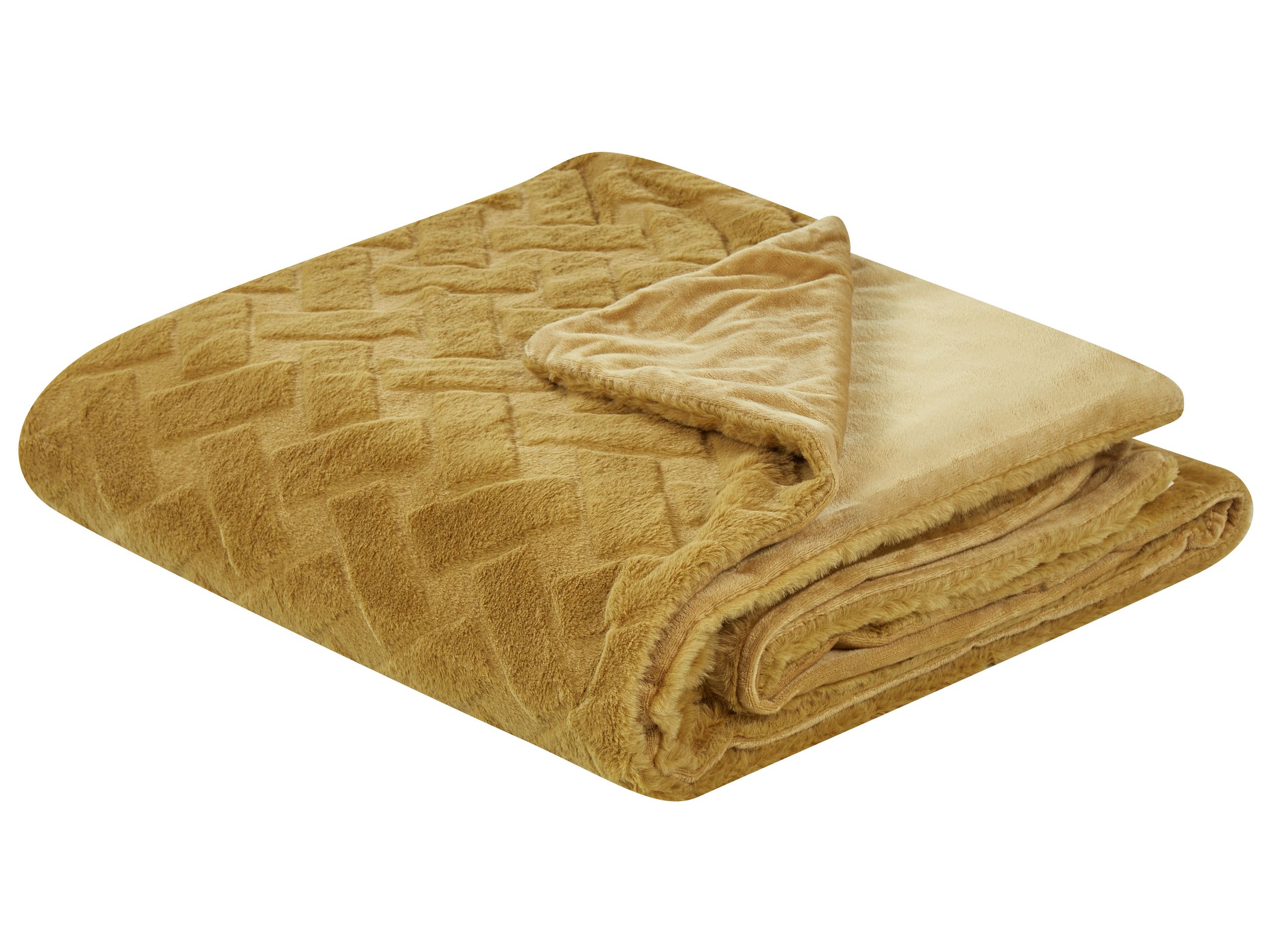 Bedspread SITAPUR Faux Fur 150 x 200 cm Mustard - Gemini Interiors