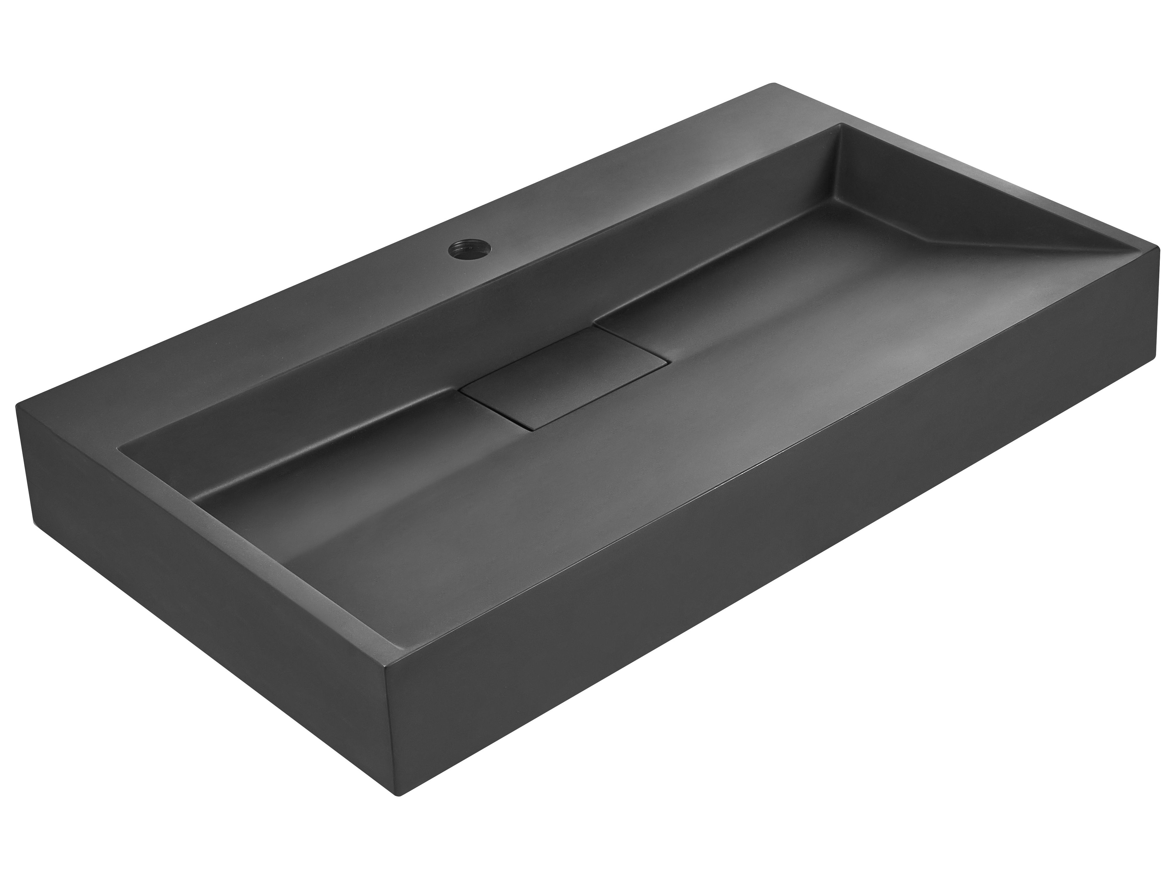 EUQNKO Wall Hung Basin 800 x 460 mm Black - Gemini Interiors