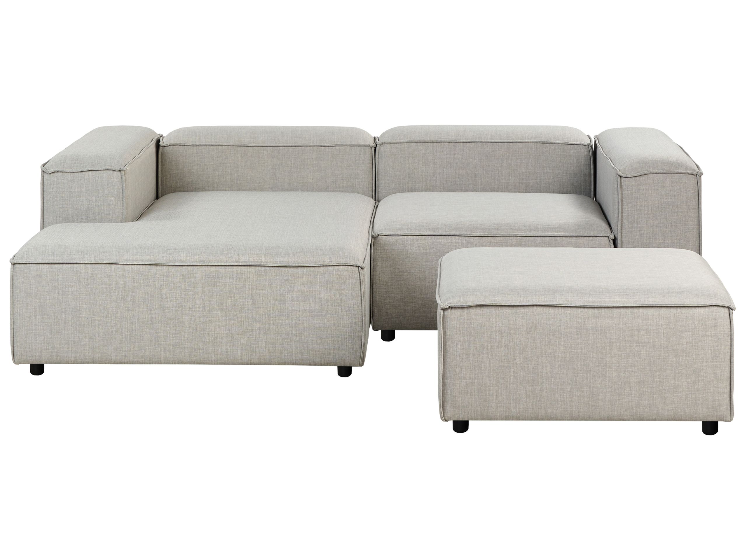 Right Hand 3 Seater Modular Fabric Corner Sofa with Ottoman Light Grey ARDAL - Gemini Interiors