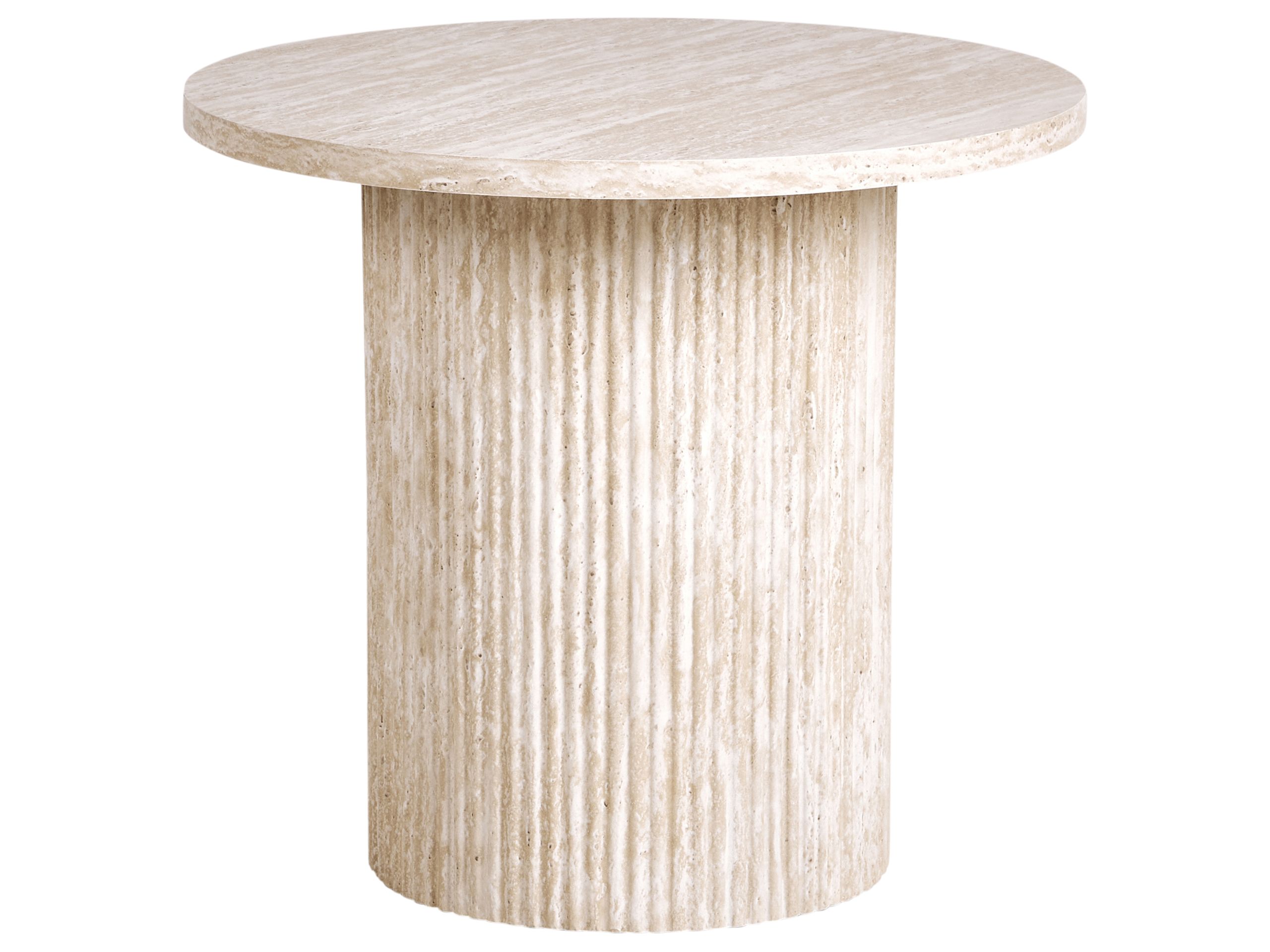 CROFTMERE Side Table Travertine Effect - Beige - Gemini Interiors