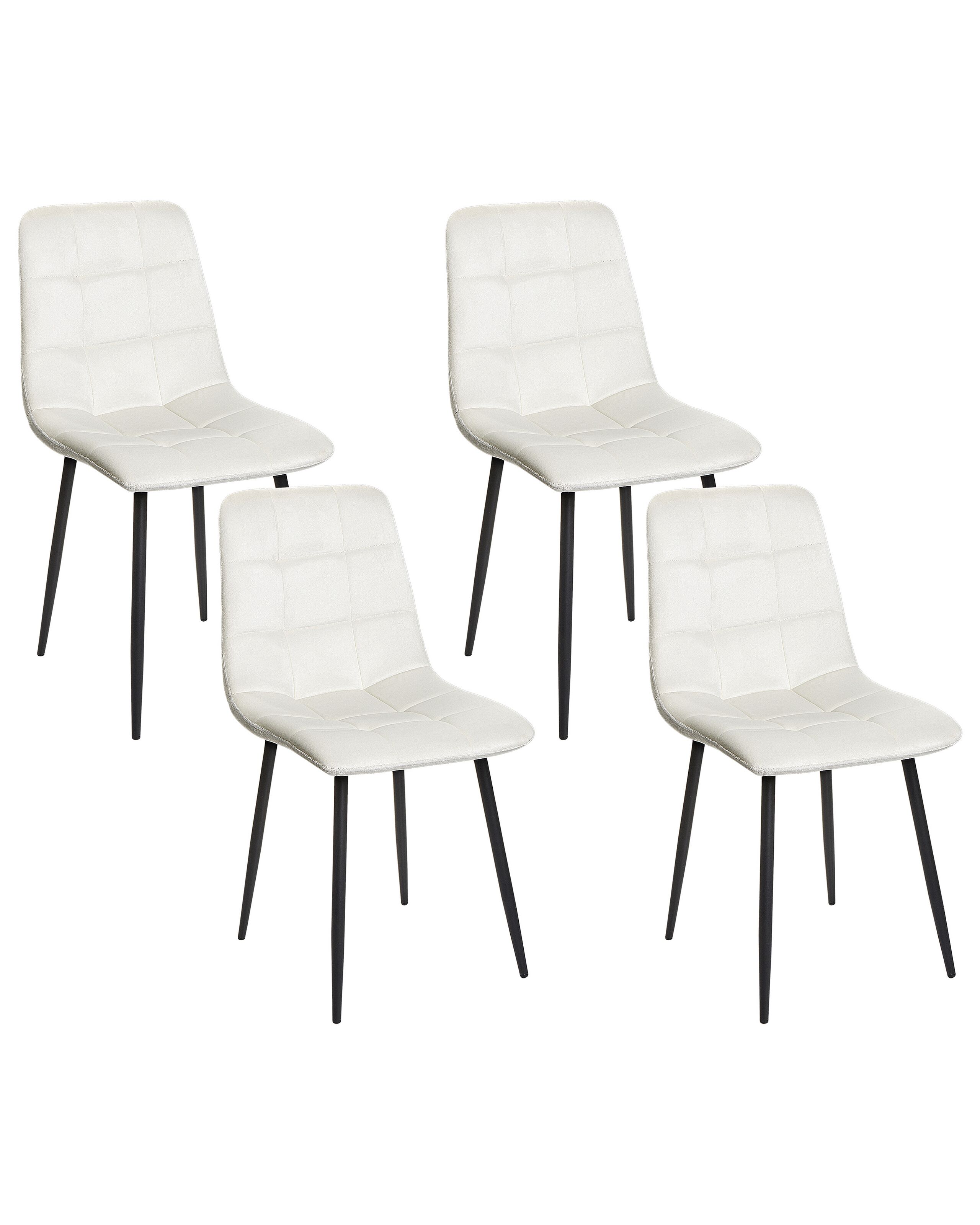 Set of 4 Dining Chairs POWELL Velvet Off-White - Gemini Interiors