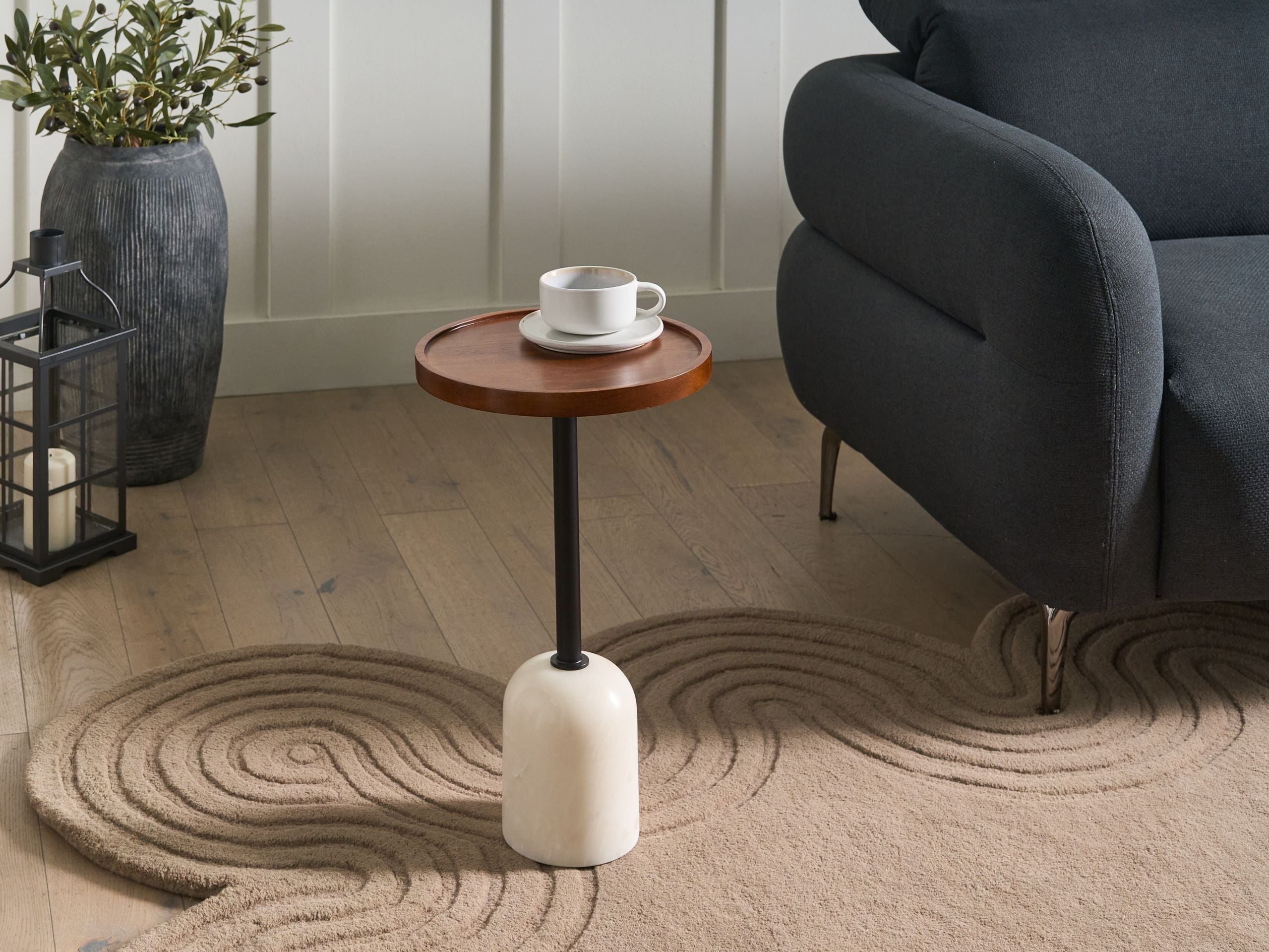 RAVERO Round Side Table - White - Gemini Interiors