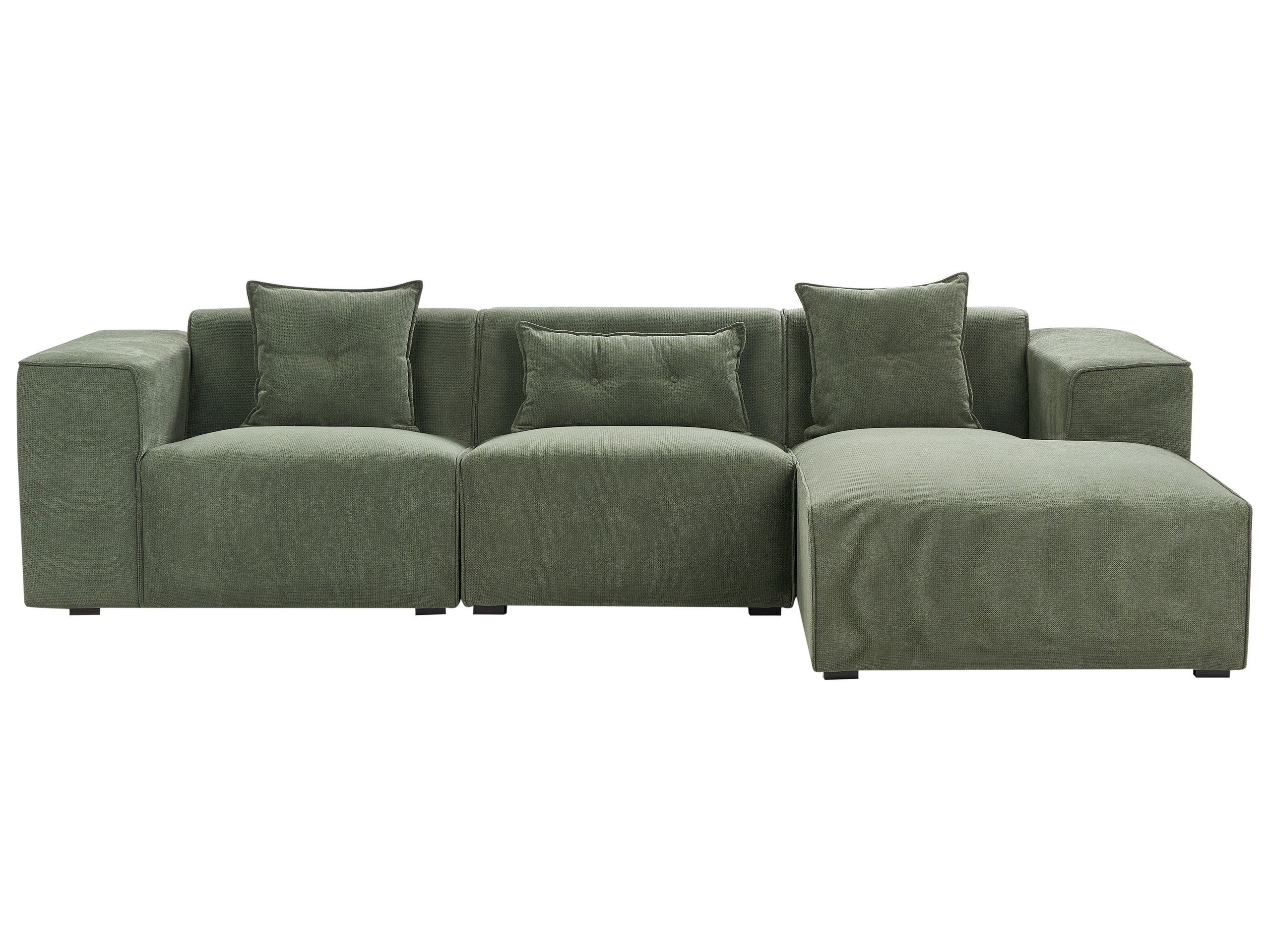 Left Hand Chenille Corner Sofa Dark Green DOLVA - Gemini Interiors