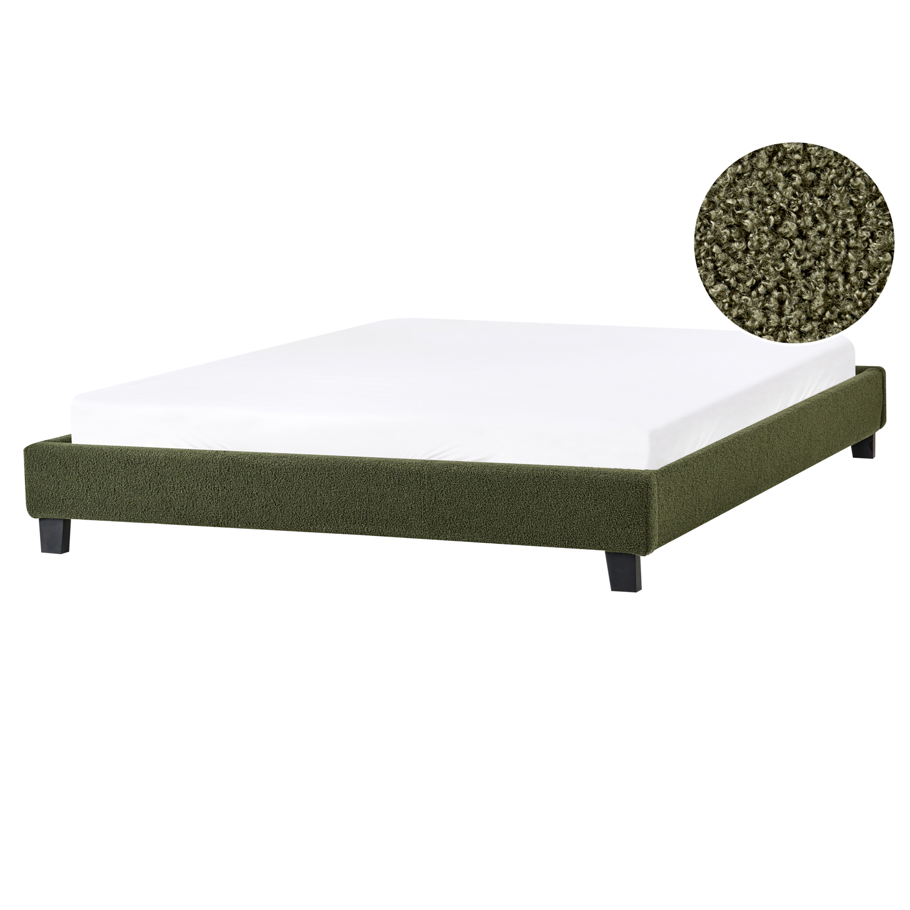 MARETH Kingsize Boucle Fabric Bedframe - Dark Green - Gemini Interiors