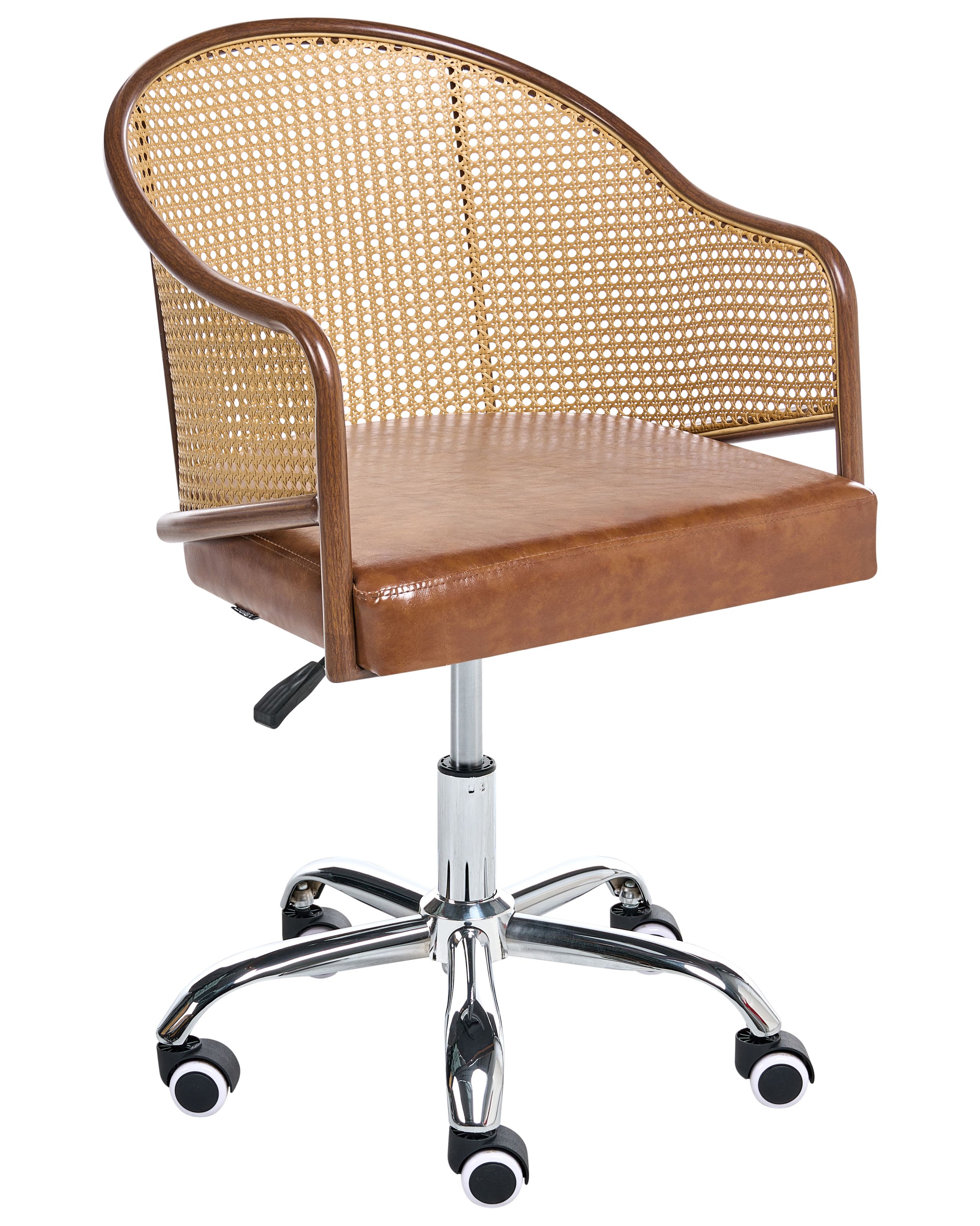 LANGTHORPE Faux Leather Office Desk Chair - Brown - Gemini Interiors
