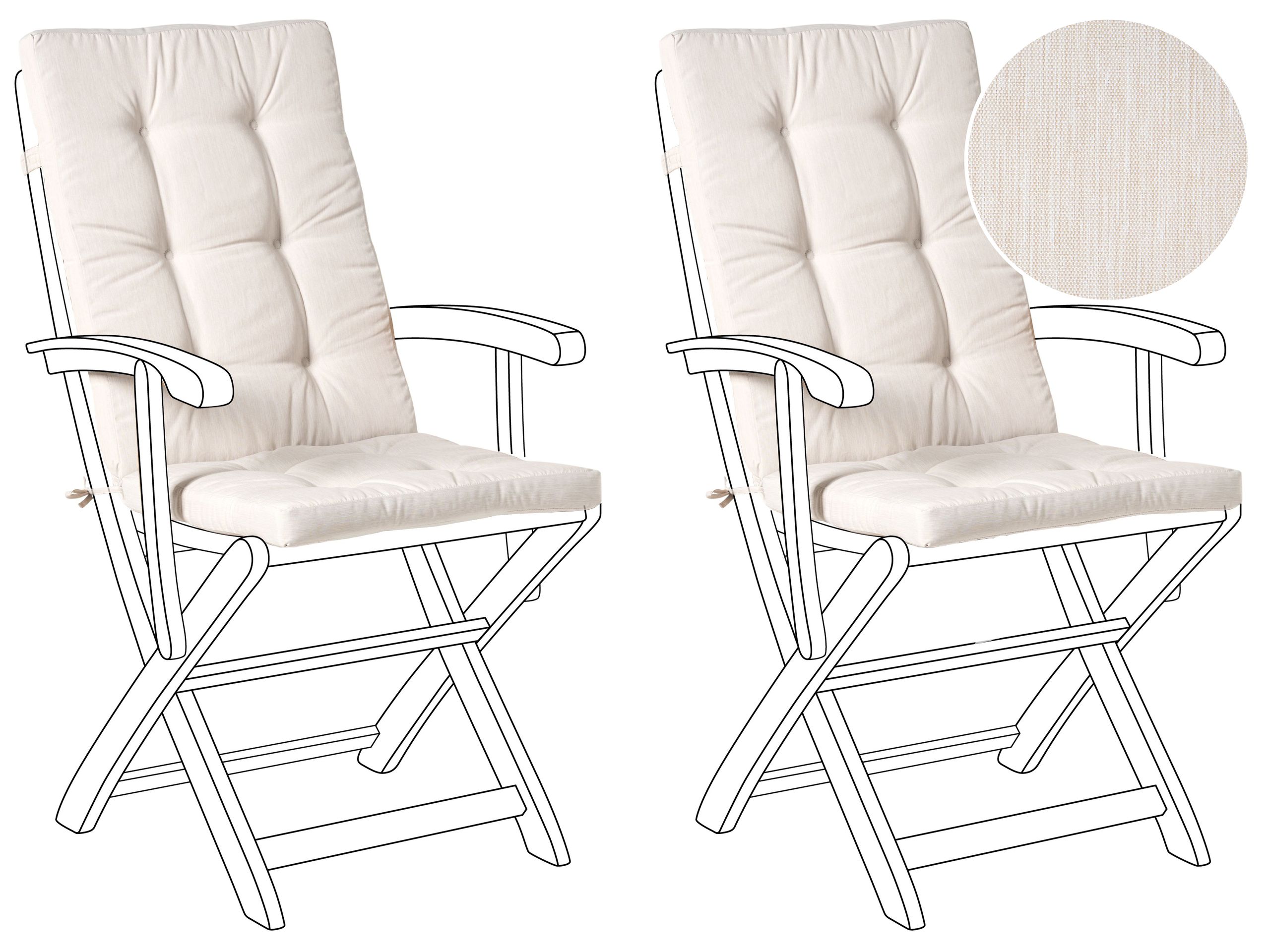 APLOR Set of 2 Garden Back Seat Cushions - Light Beige - Gemini Interiors