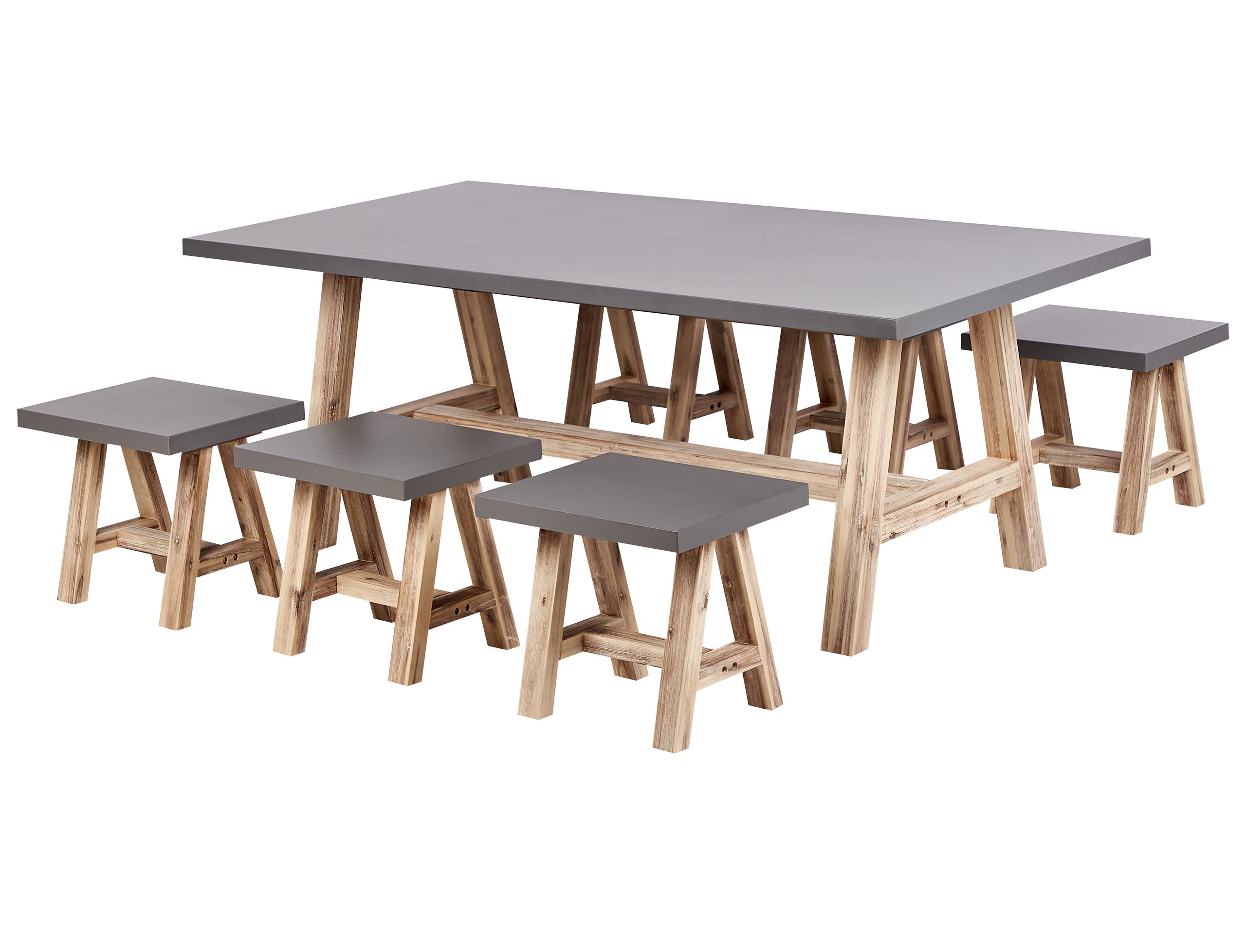 Garden Dining Set with Stools 6 Seater TONNARE Concrete Grey - Gemini Interiors