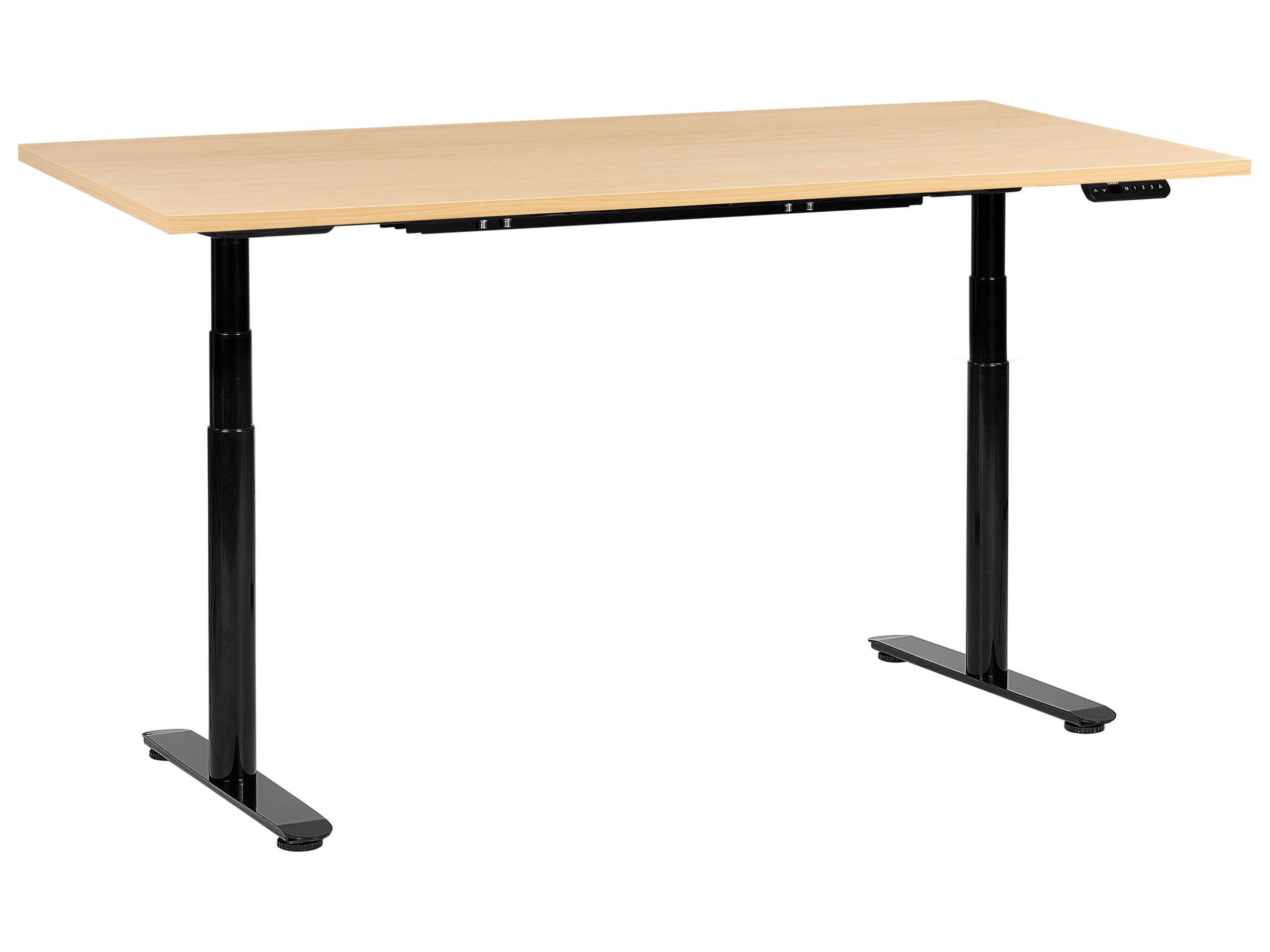 LEYBOURNE Electric Adjustable Standing Office Desk 180 cm - Black with Light Oak - Gemini Interiors
