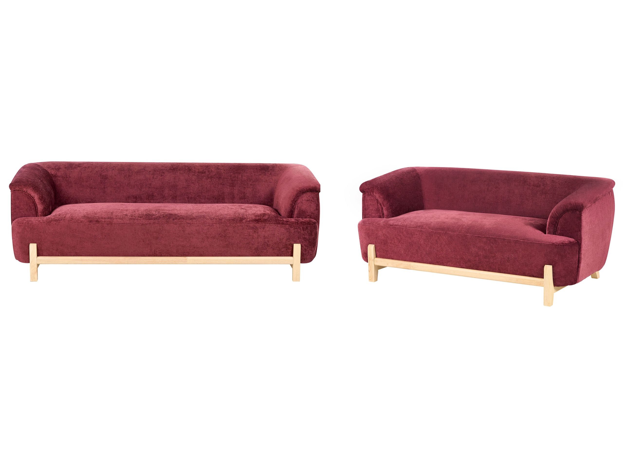 WRENTHORPE Chenille Fabric 3 Seater and 2 Seater Sofa Set - Red - Gemini Interiors