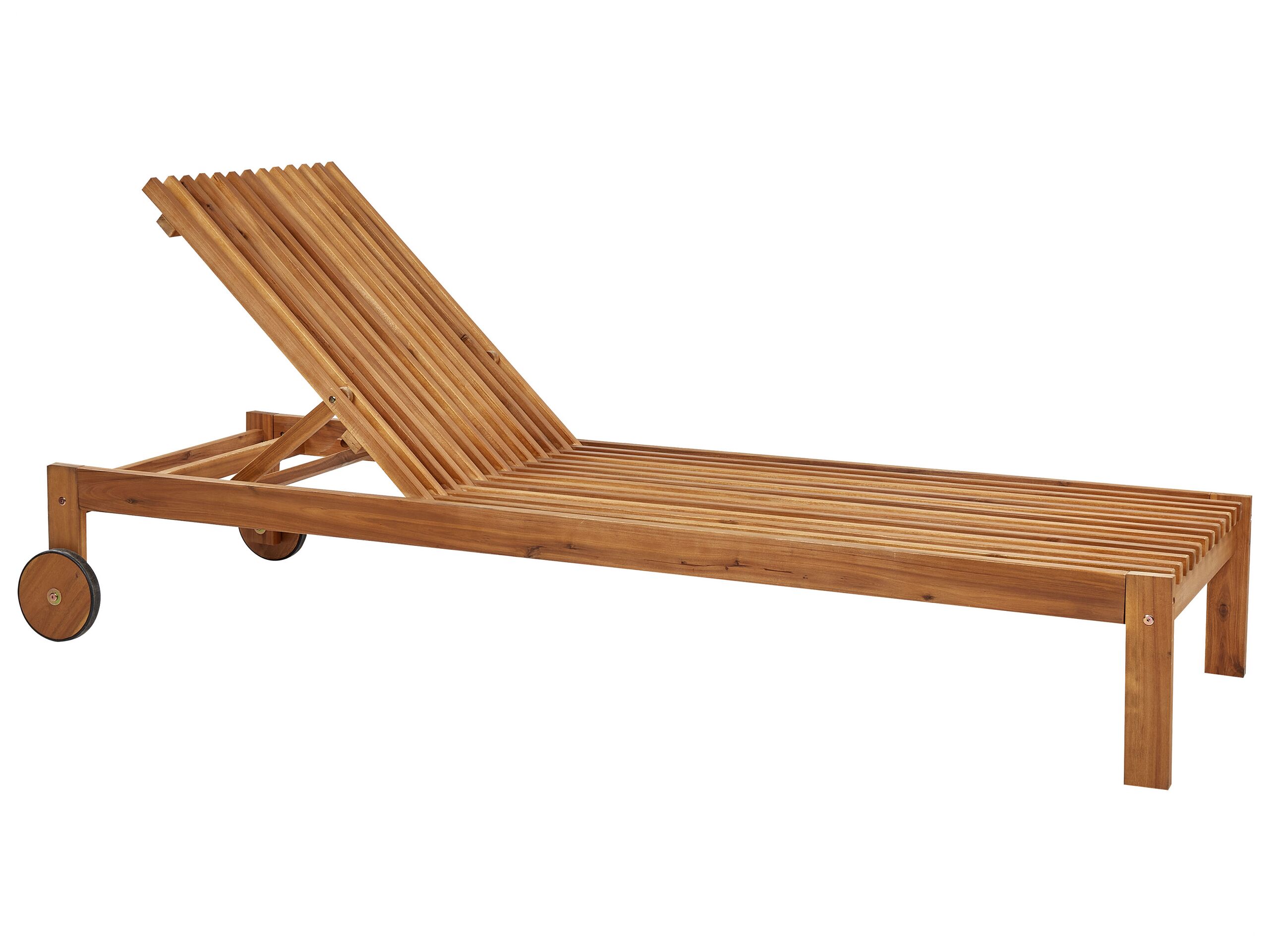 Acacia Wood Reclining Sun Lounger Light BELLANO - Gemini Interiors