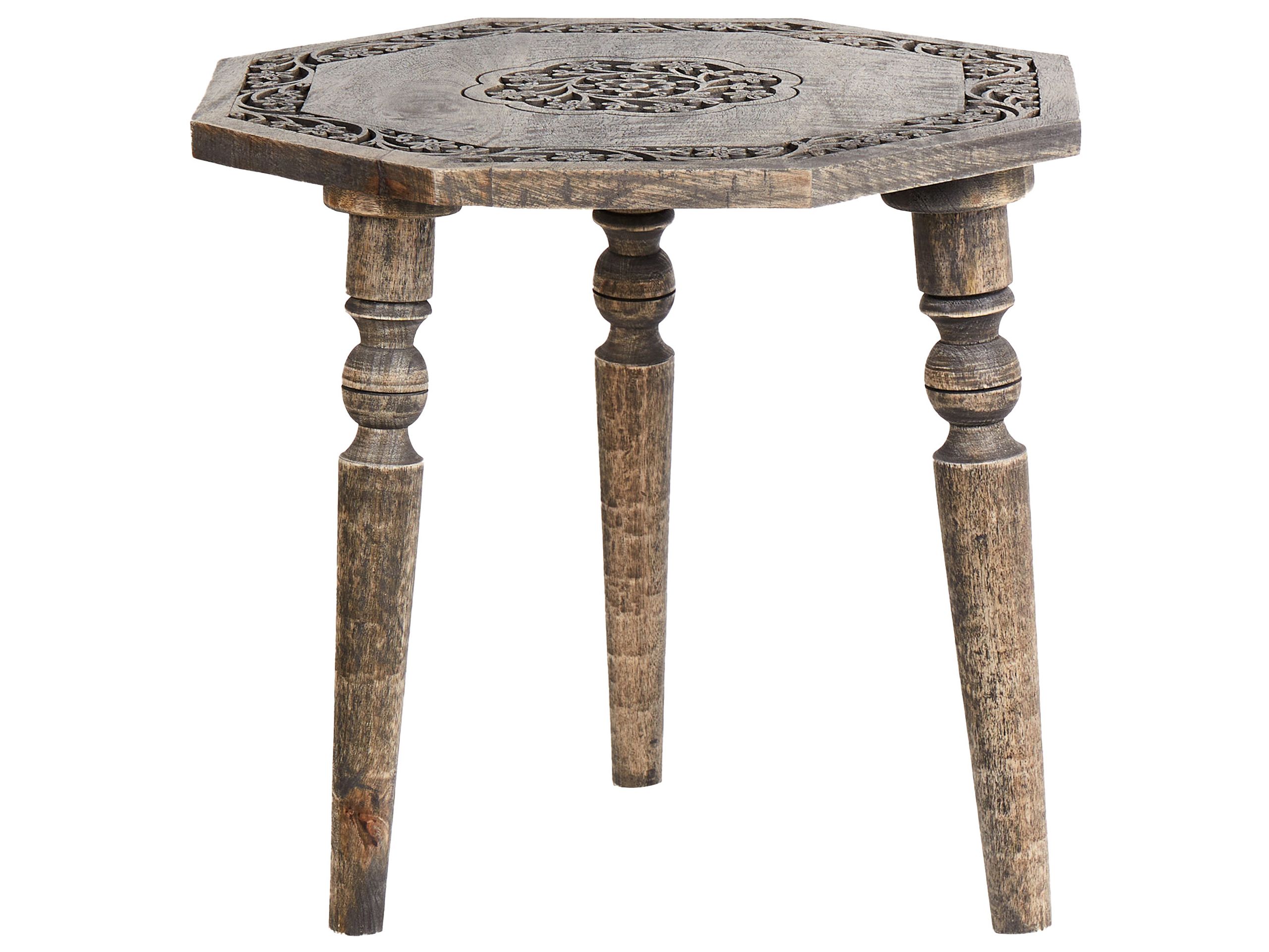 Mango Wood Side Table Dark WANDILO - Gemini Interiors