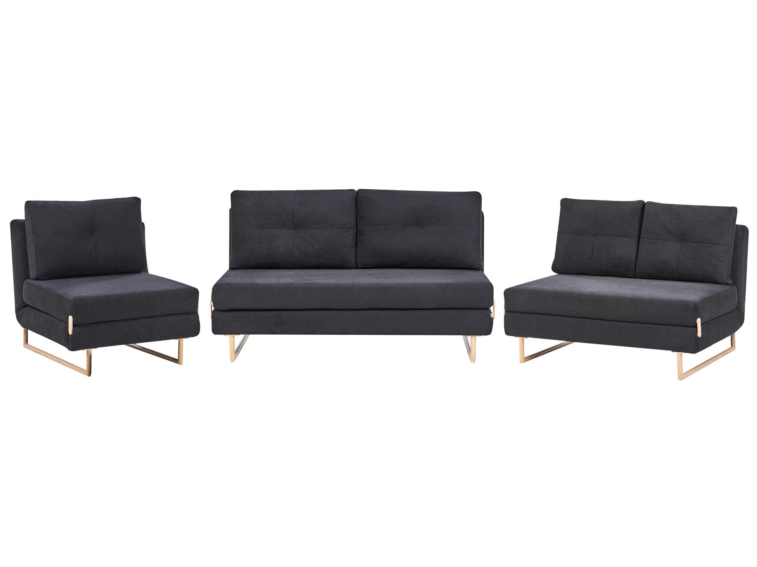 COMDEN Fabric 3 Seater 2 Seater and 1 Seater Sofa Set - Black - Gemini Interiors