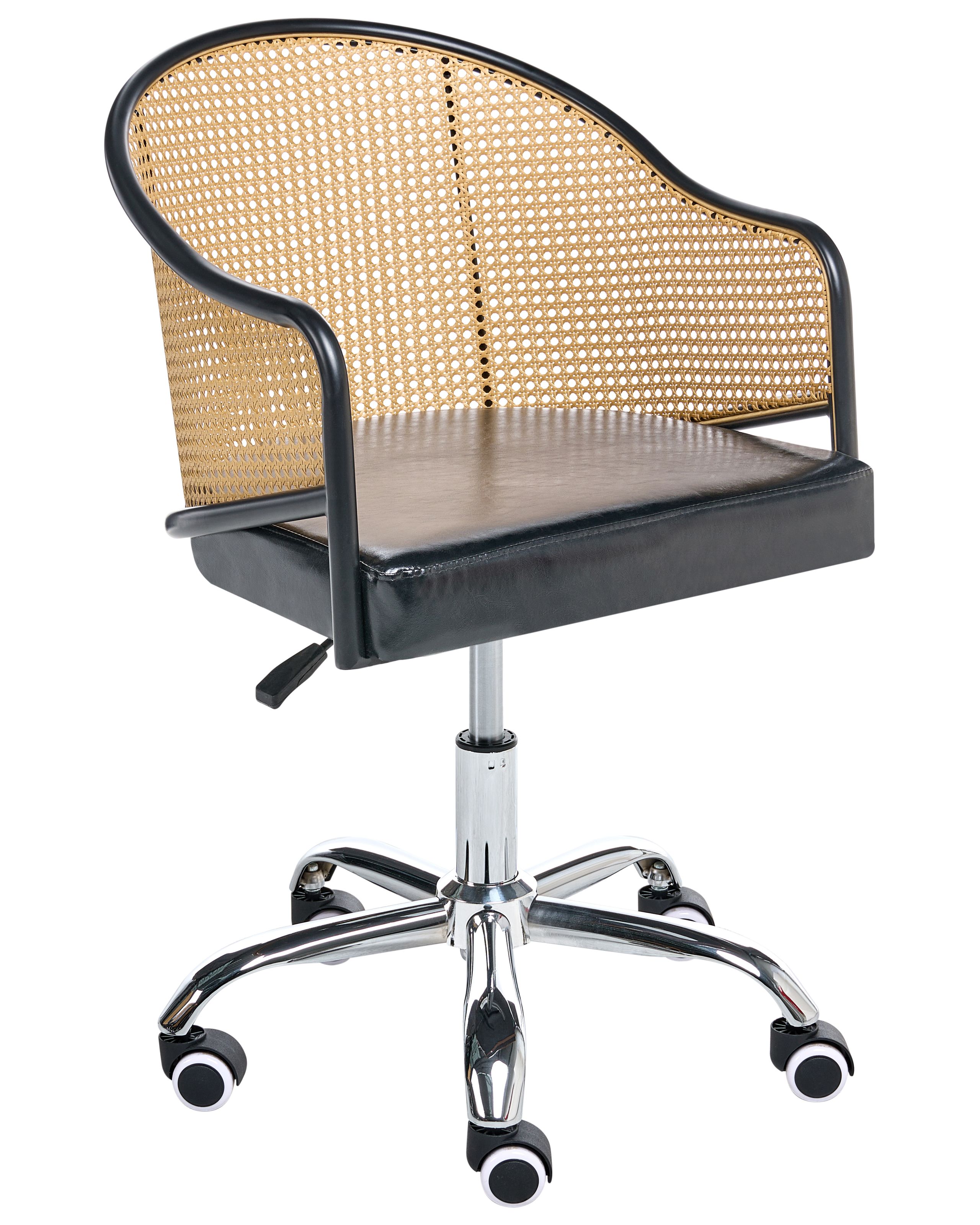 LANGTHORPE Faux Leather Office Desk Chair - Black - Gemini Interiors