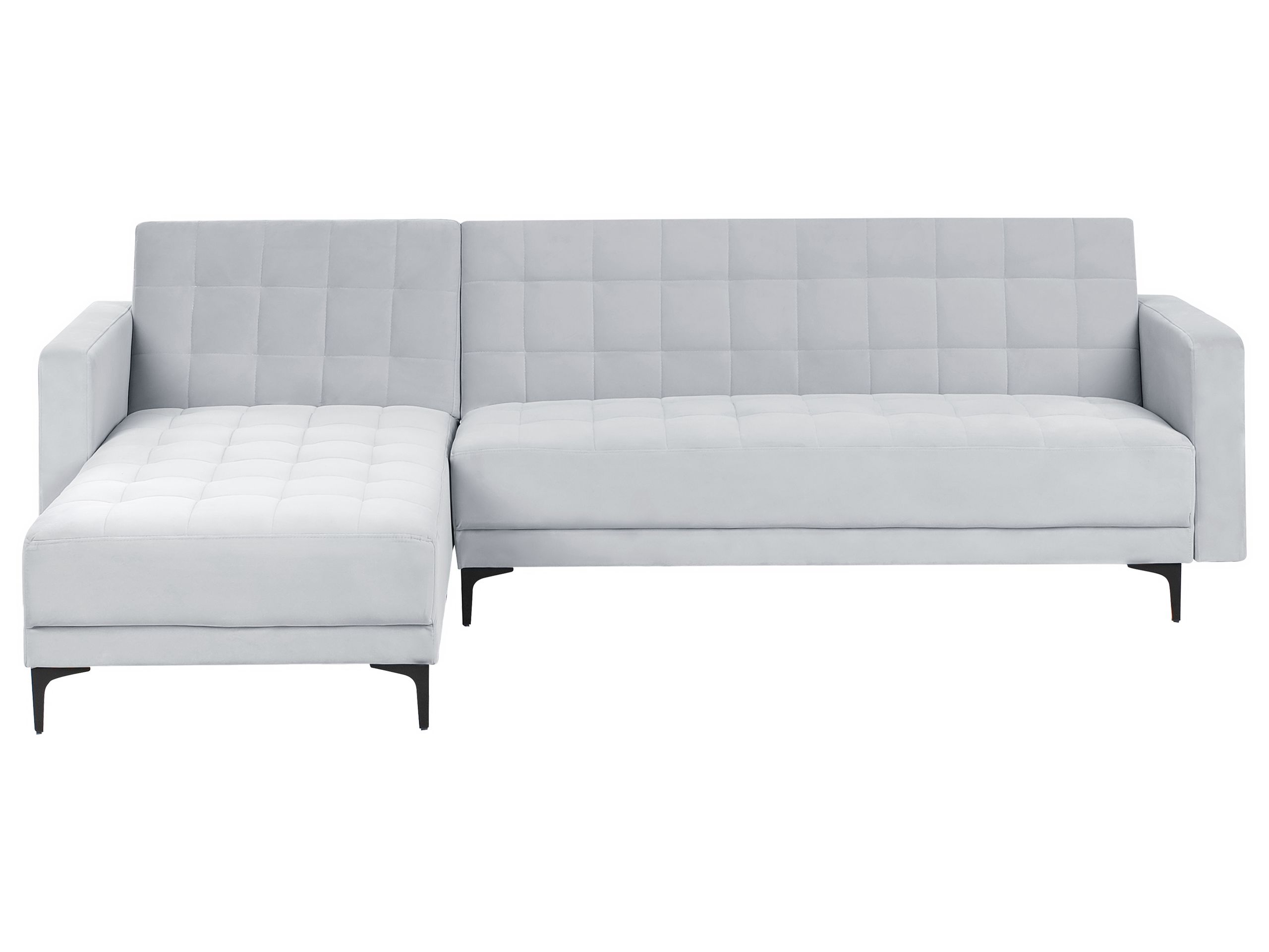 Corner Sofa - ABERVON Right Hand Facing Velvet Light Grey - Gemini Interiors