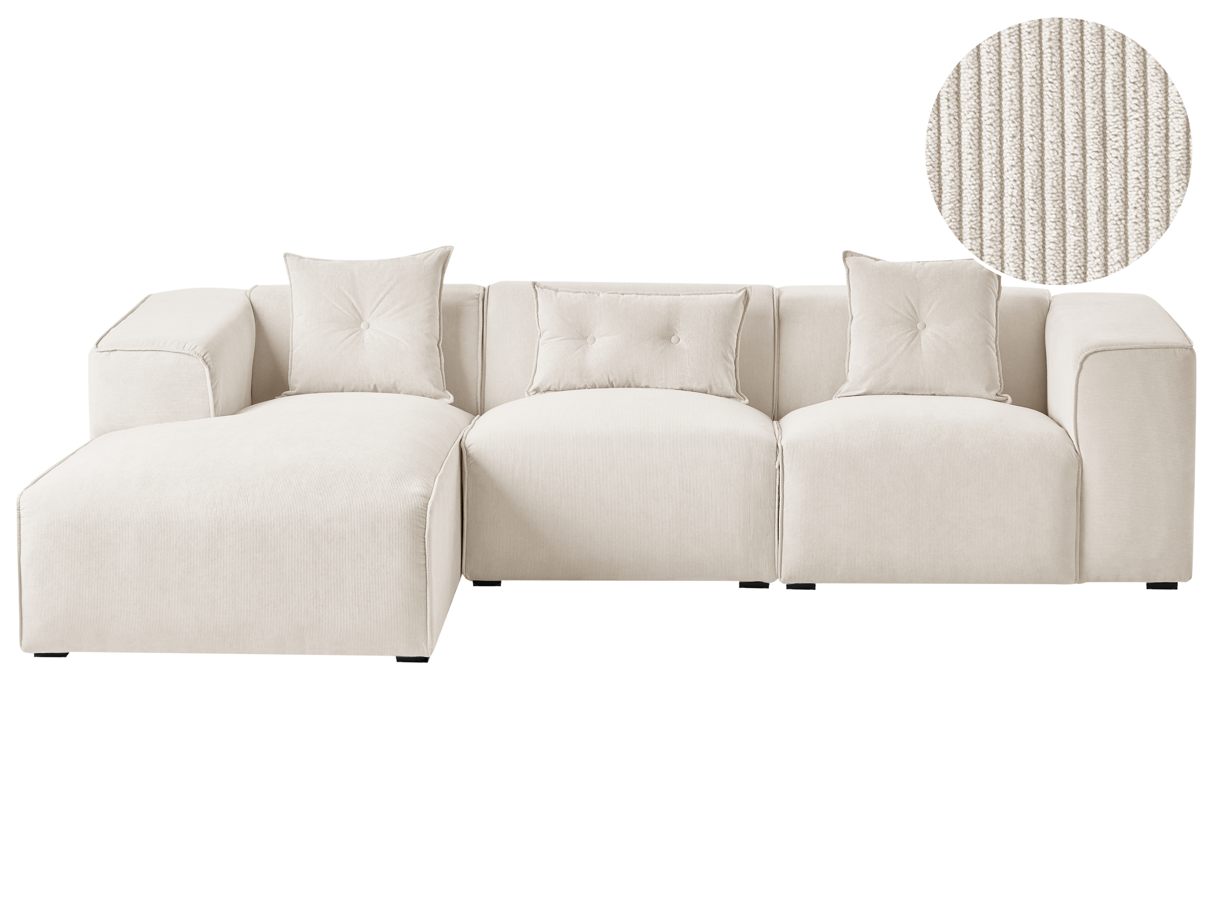 Corner Sofa - DOAVL Right Hand Facing Jumbo Cord Off-White - Gemini Interiors