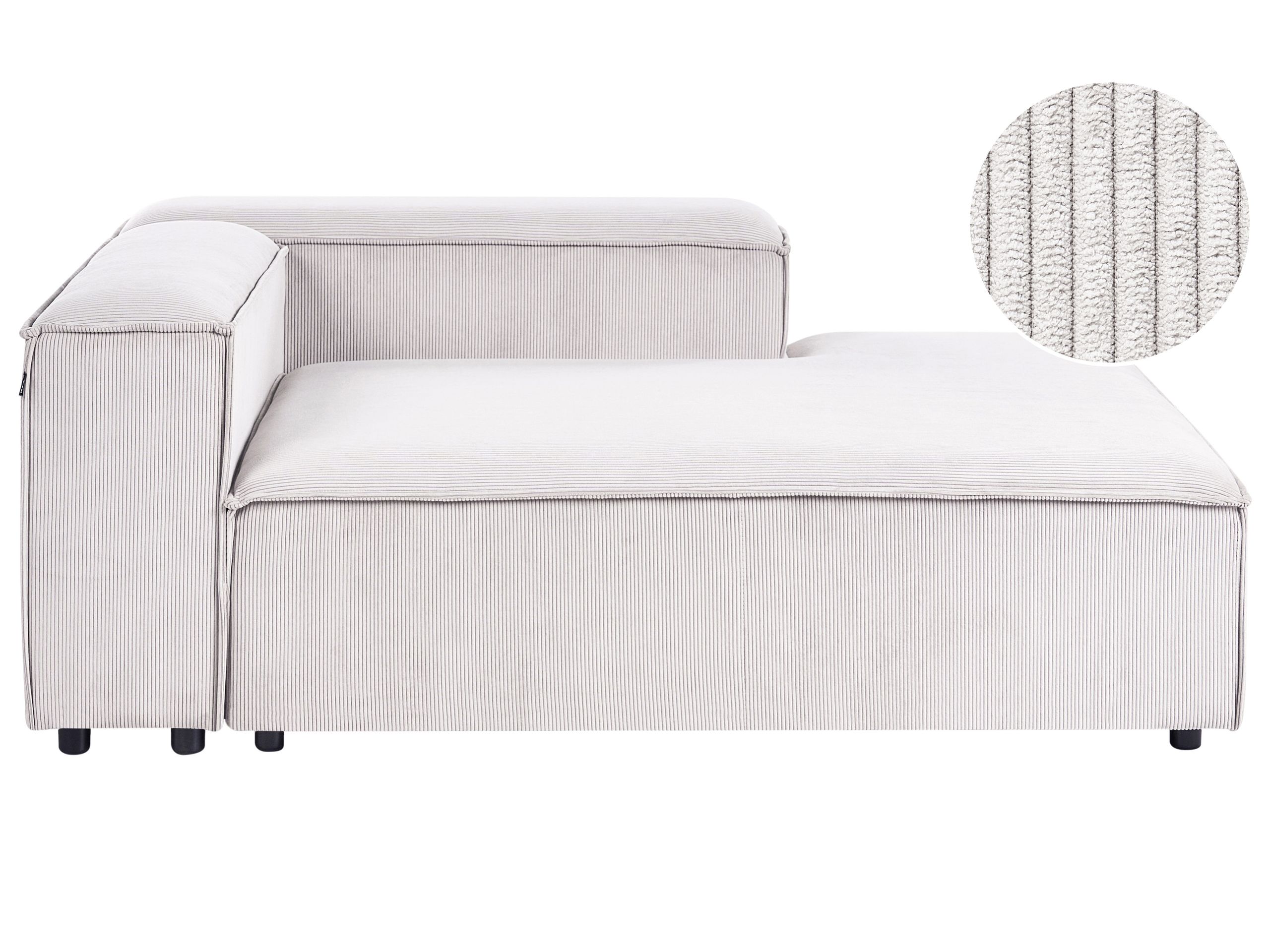 TROMSO Corduroy Fabric Left-Hand Chaise Lounge - White - Gemini Interiors