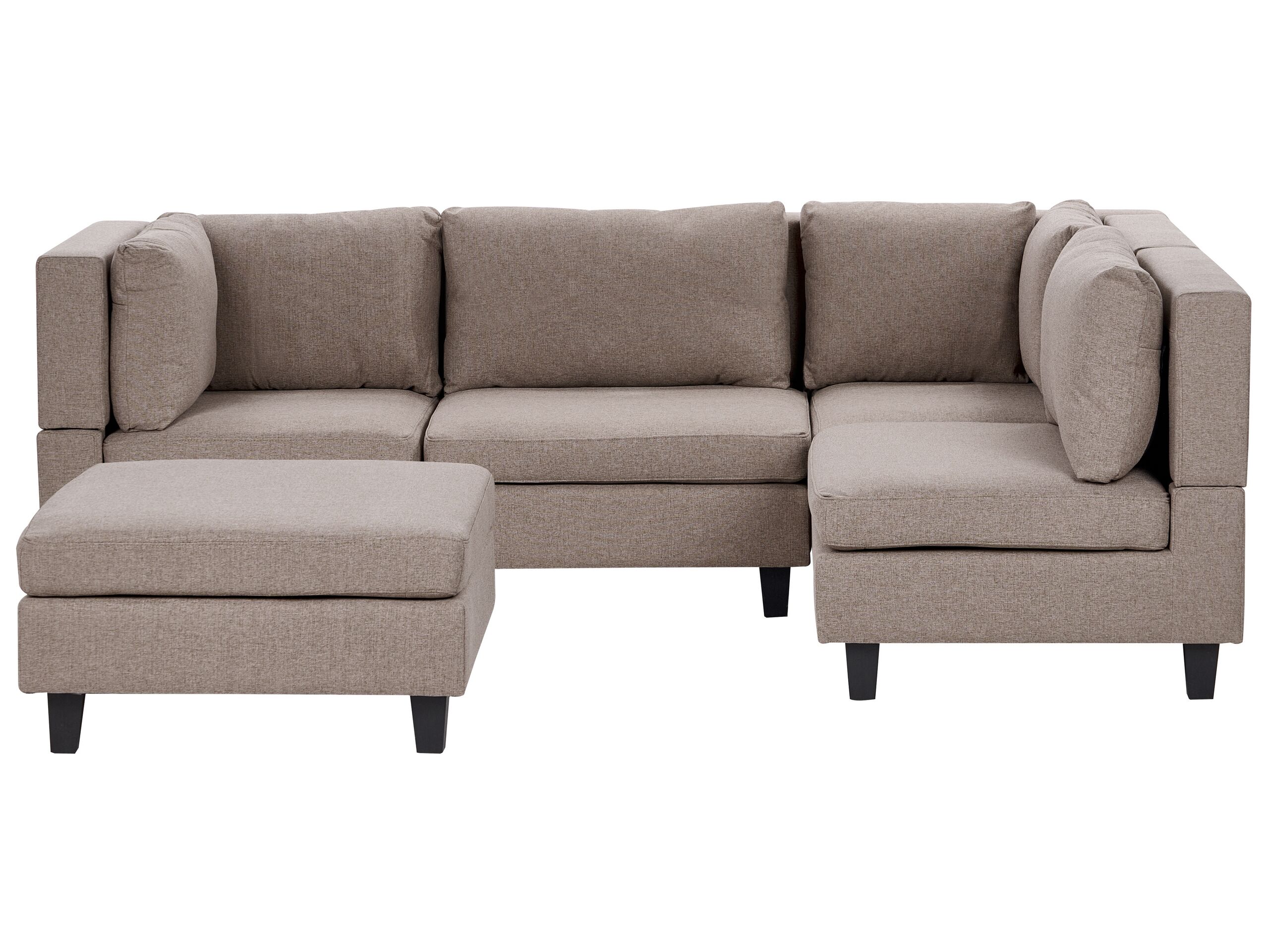 4 Seater Left Hand Modular Fabric Corner Sofa with Ottoman Brown UNSTAD - Gemini Interiors