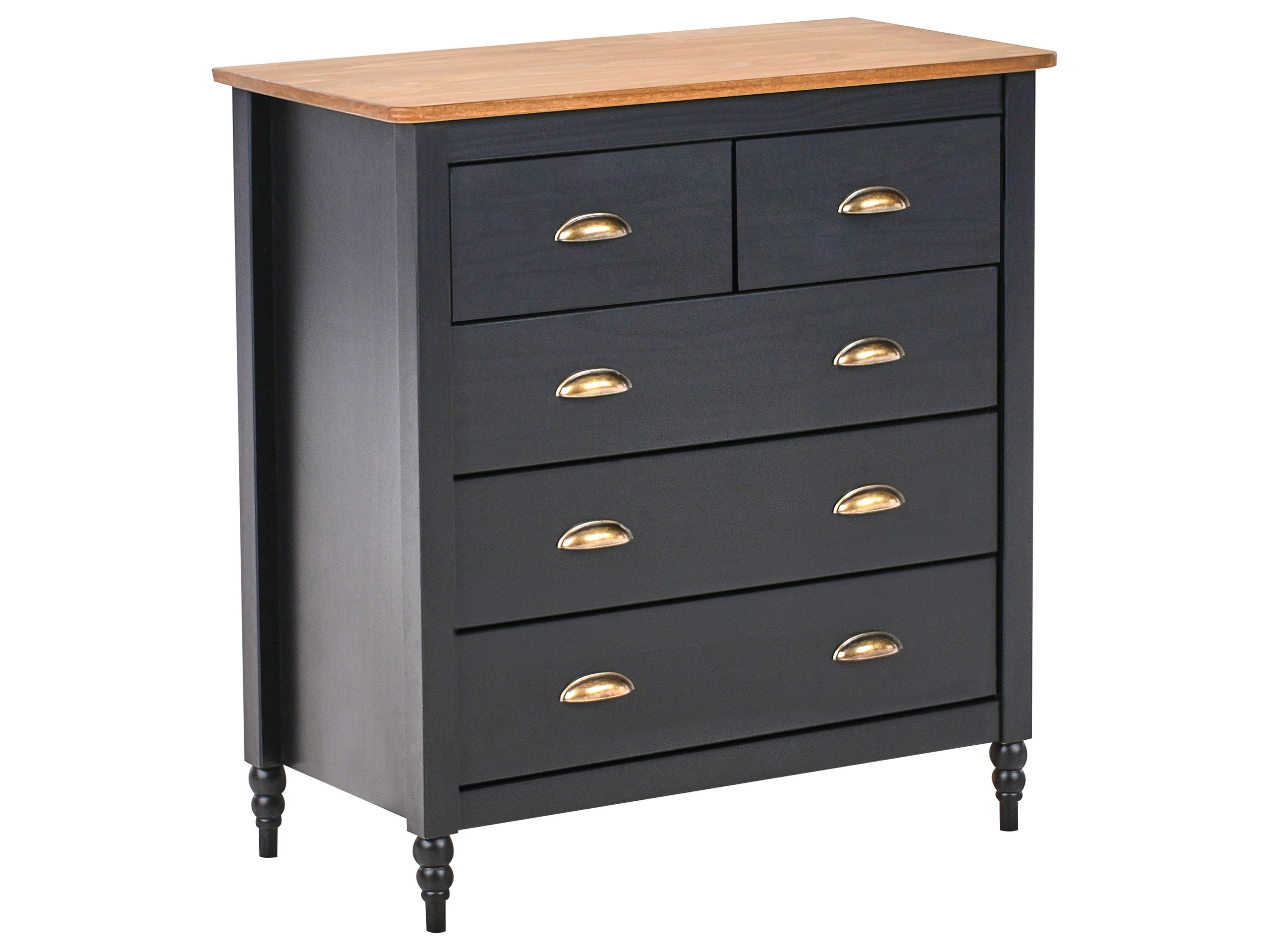 JELKA Black Chest of Drawers - Medium-sized, 5 Drawers - Gemini Interiors