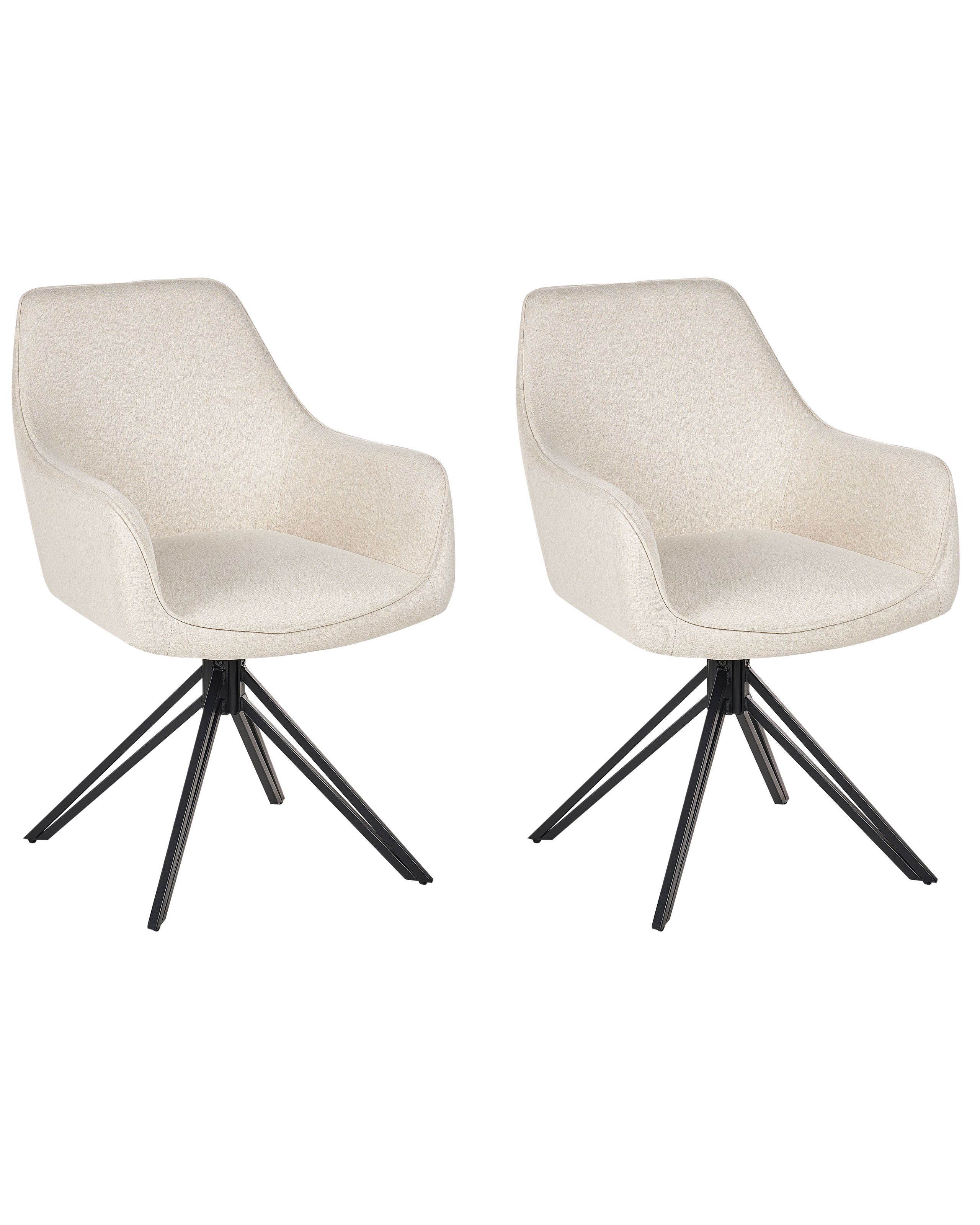 Set of 2 Dining Chairs Swivel JODAR Light Beige - Gemini Interiors
