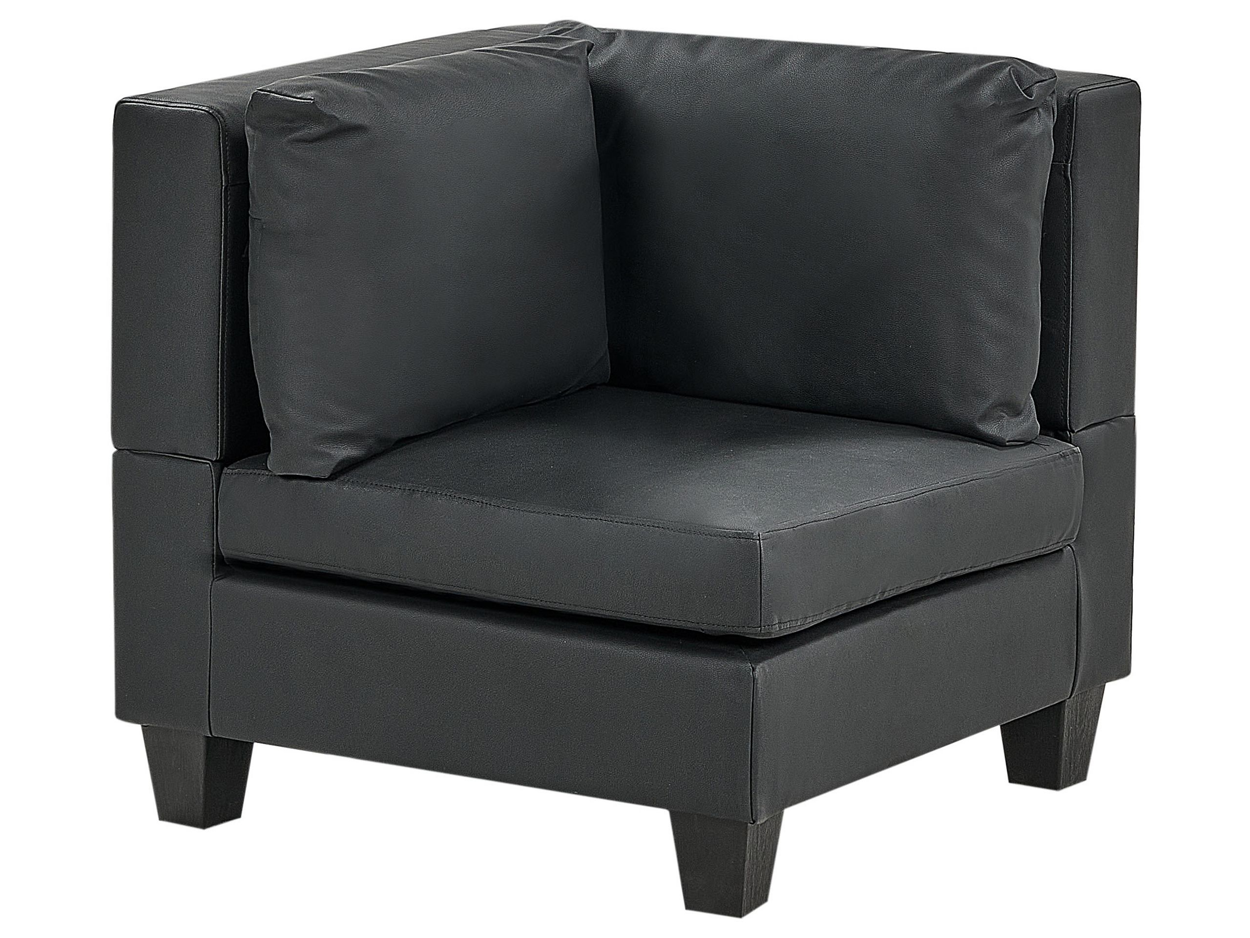 Faux Leather Corner Section Black UNSTAD - Gemini Interiors