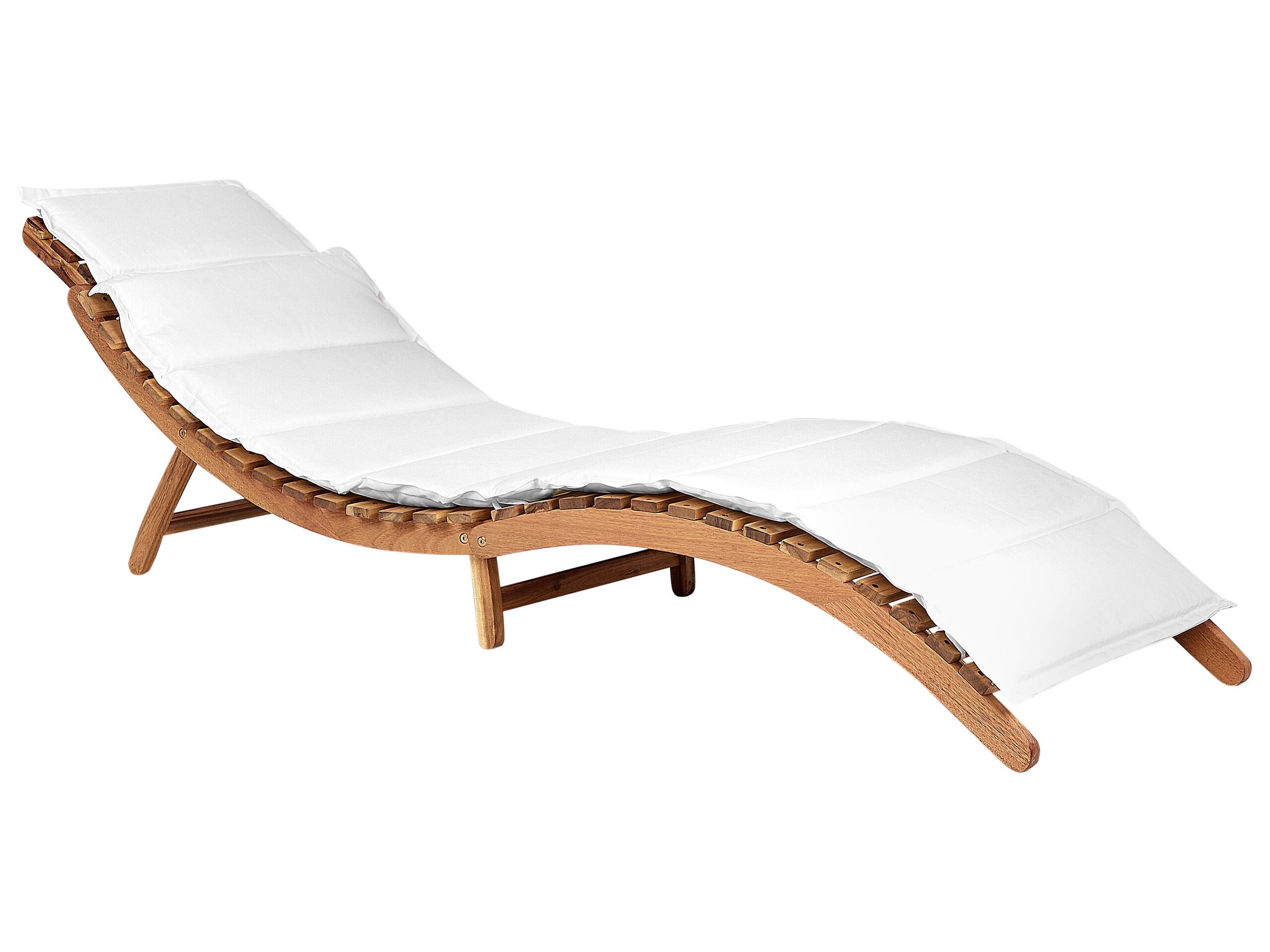 Wooden Sun Lounger with Cushion White LUINO - Gemini Interiors
