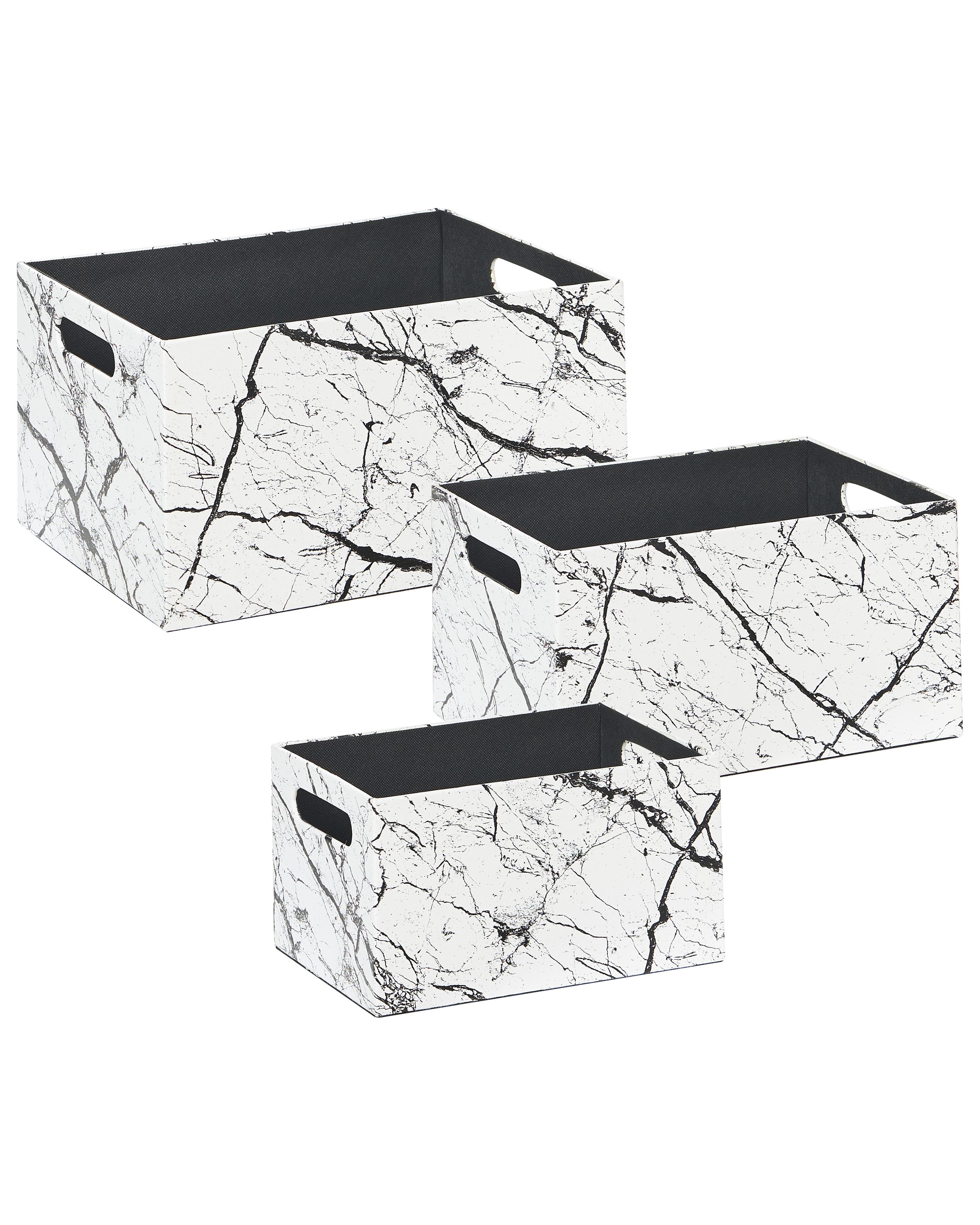 Set of 3 Faux Leather Baskets White LARSA - Gemini Interiors