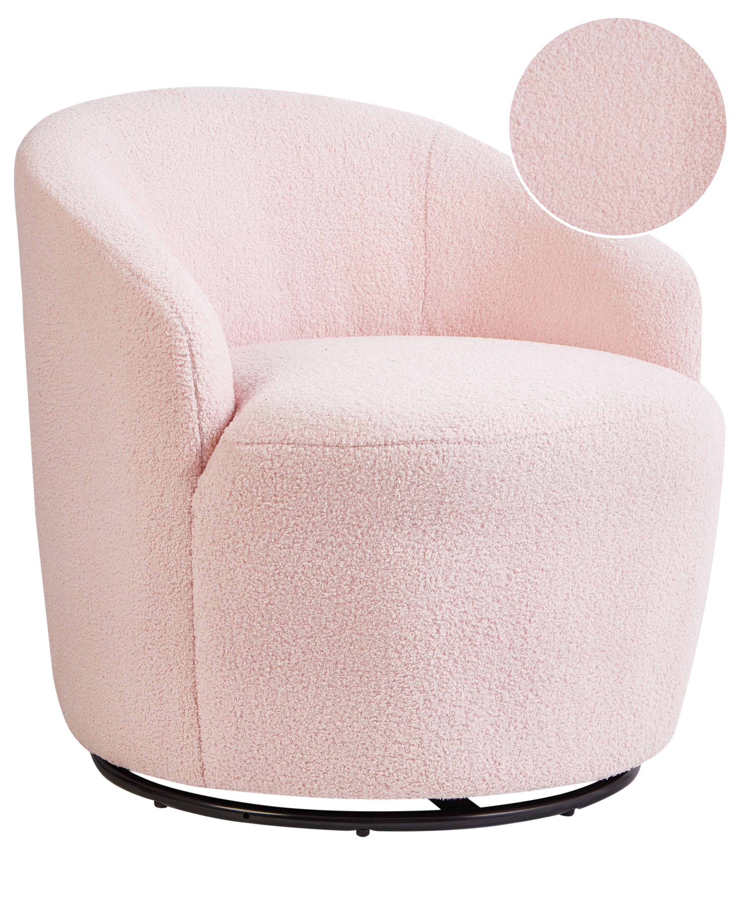 Swivel Armchair DAVIK Boucle Pastel Pink - Gemini Interiors
