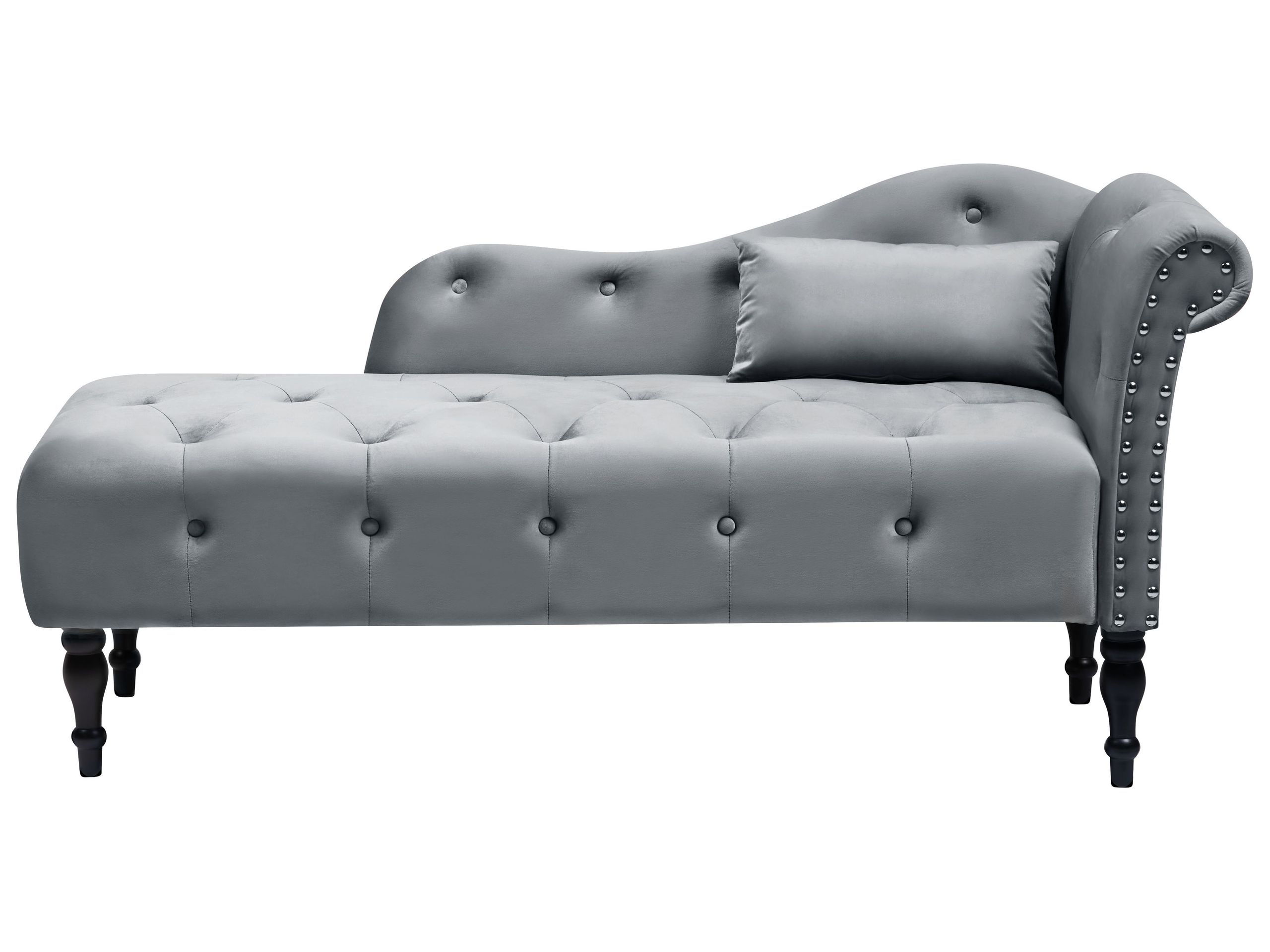 STOWHURST Velvet Right-Hand Chaise Lounge - Grey - Gemini Interiors