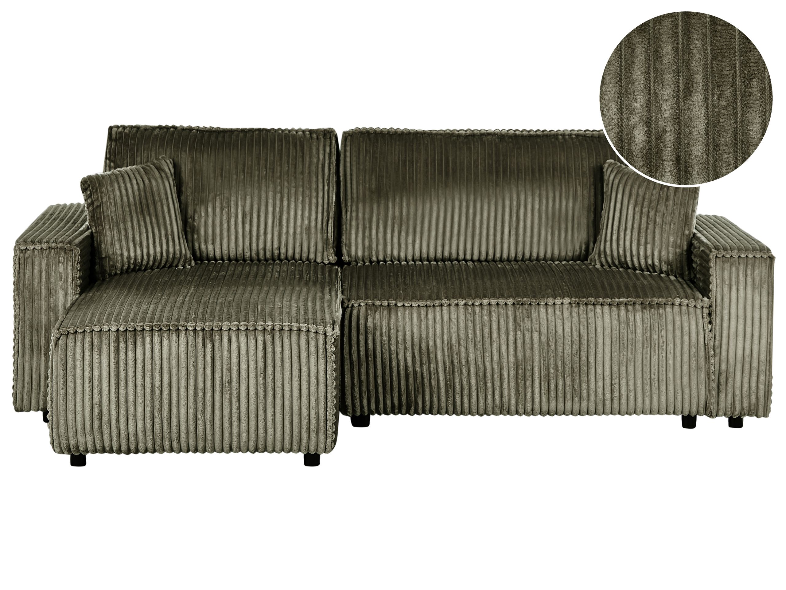 Corner Sofabed - ABRANO Right Hand Facing Jumbo Cord Green - Gemini Interiors