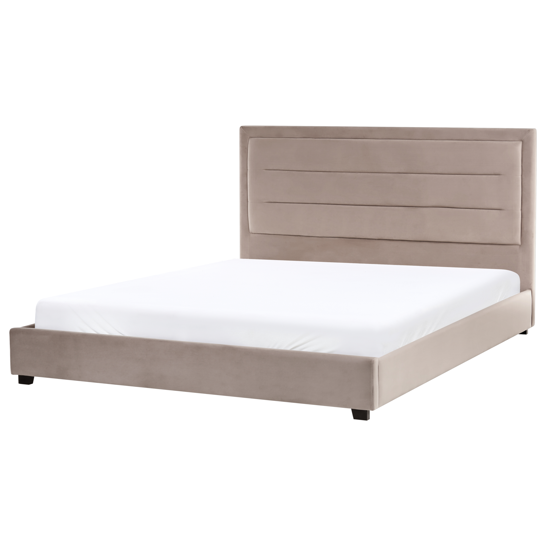 AURENNE Super Kingsize Velvet Bedframe - Taupe - Gemini Interiors