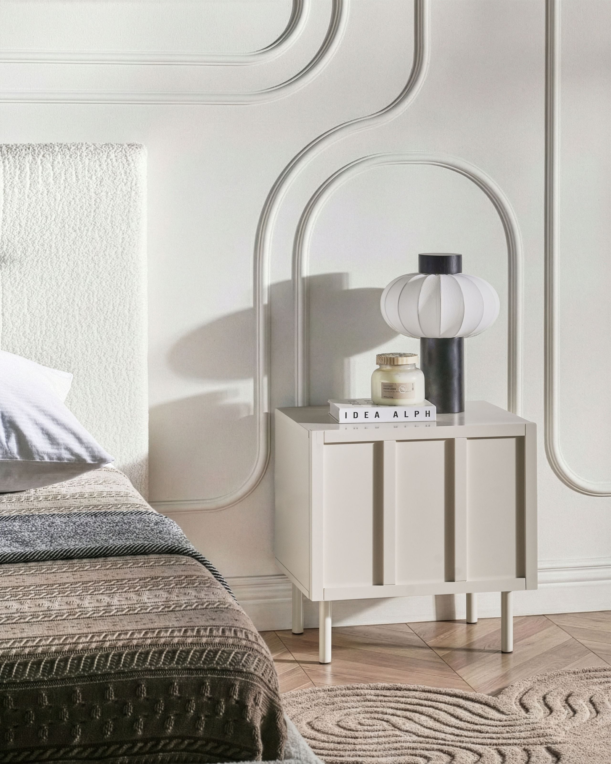 BOQARO Bedside Bedside Table - Light Beige - Gemini Interiors