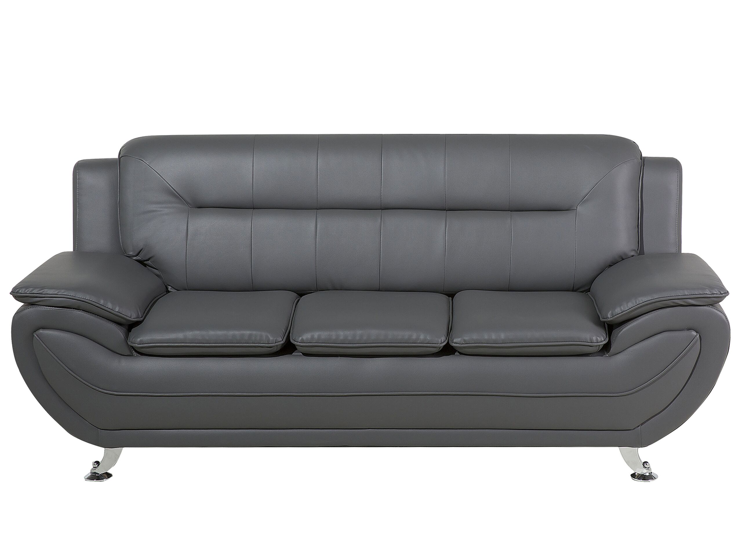 LINCOMBE Faux Leather 3 Seater Sofa - Grey - Gemini Interiors