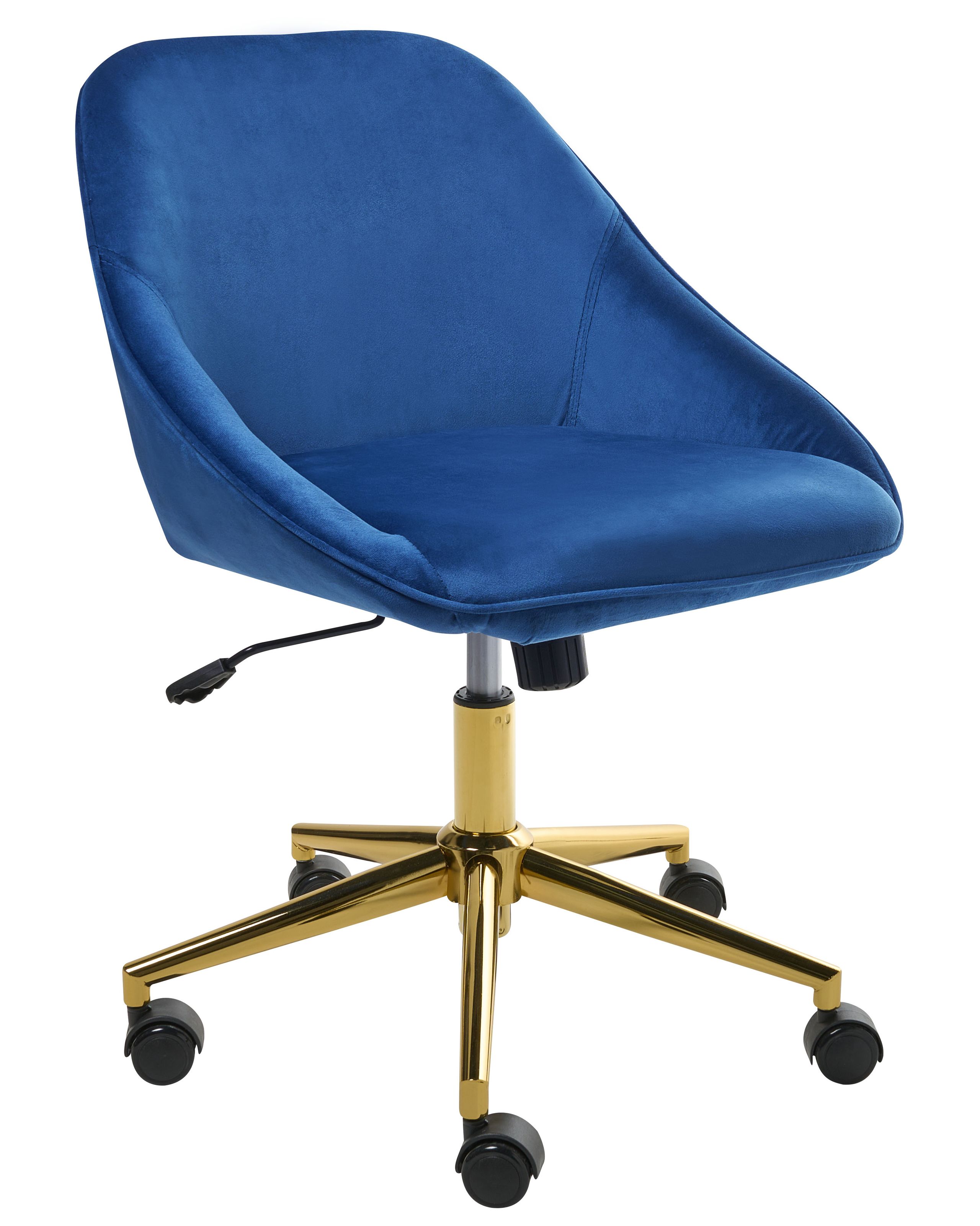 KETTERLEIGH Velvet Office Desk Chair - Blue - Gemini Interiors