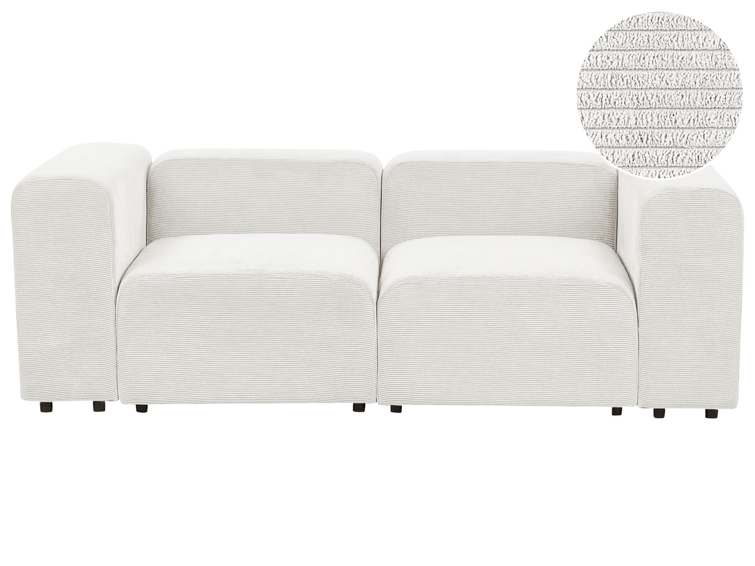 2 Seater Modular Corduroy Sofa White FALSTERBO - Gemini Interiors