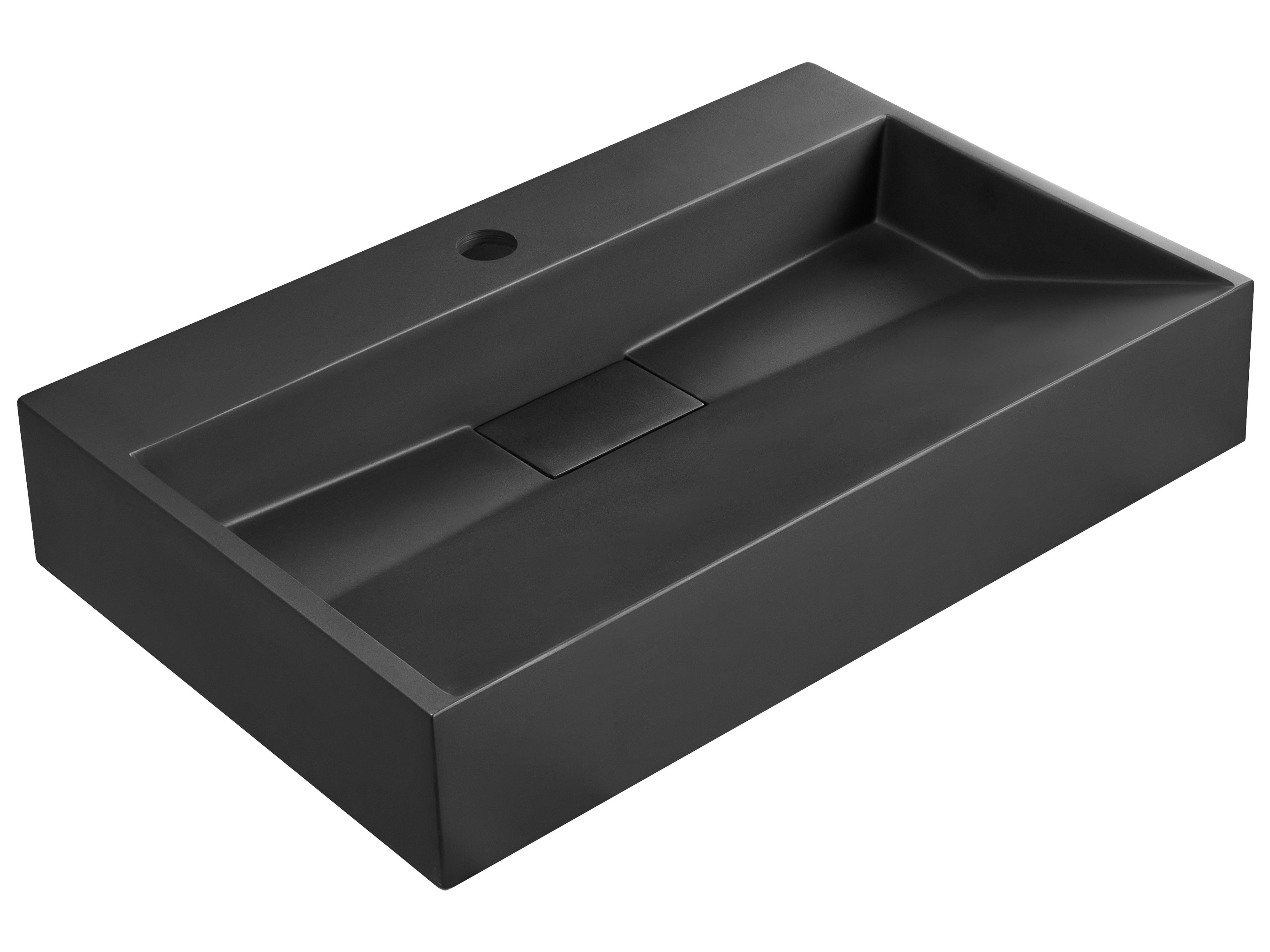 EUQNKO Wall Hung Basin 600 x 380 mm Black - Gemini Interiors