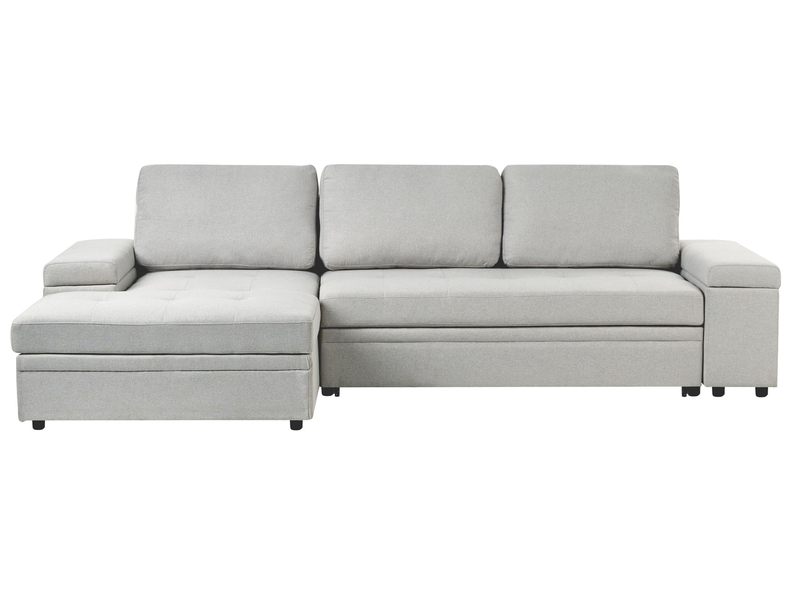 Corner Sofa Bed - HRESIY Right Hand Facing Fabric with Storage Light Grey - Gemini Interiors