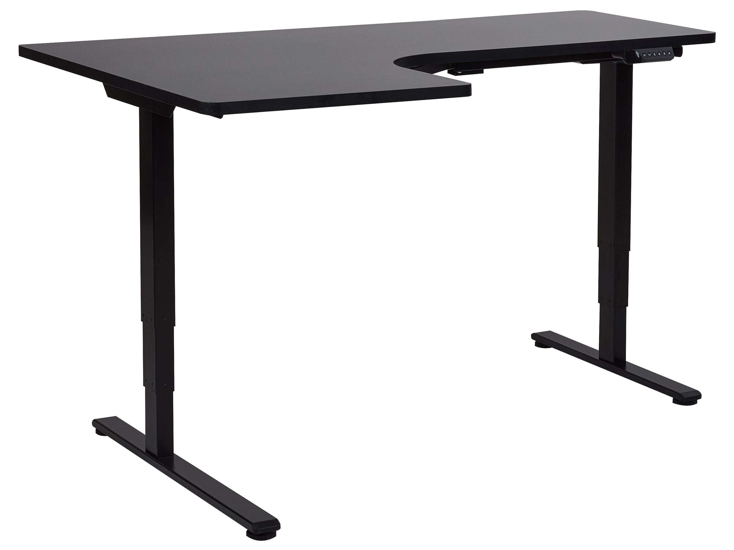 Electric Adjustable Left Corner Desk 160 x 59 cm Black DESTINES - Gemini Interiors