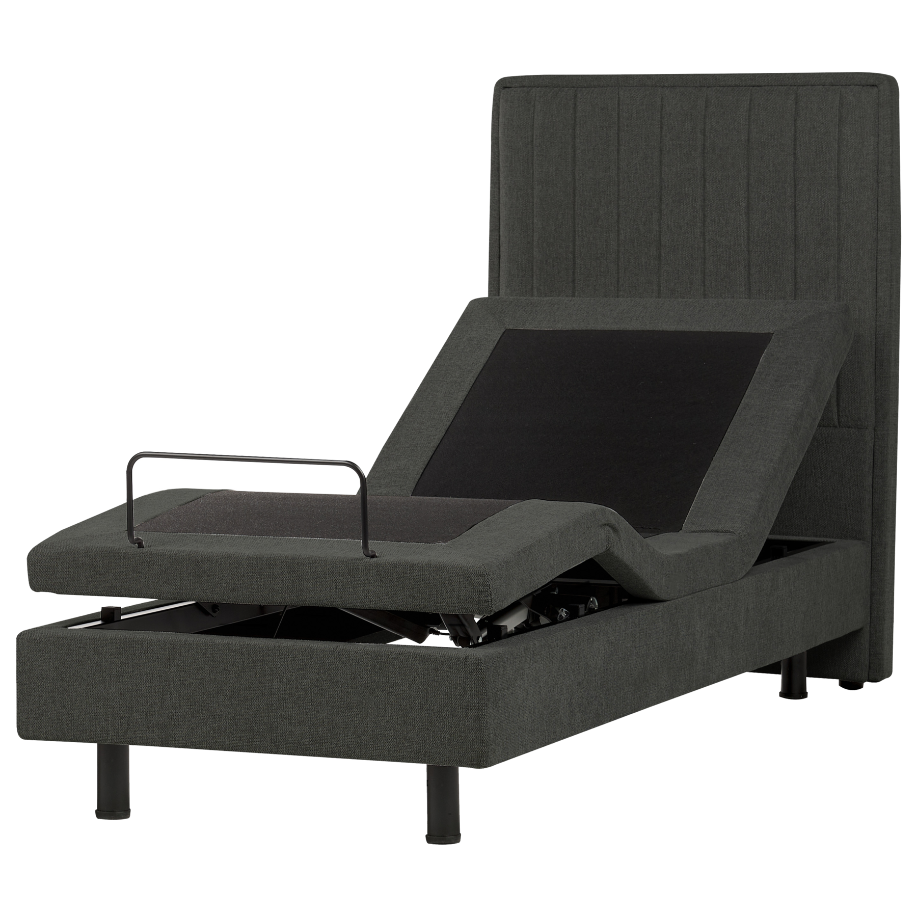 DEKU Small Single Fabric Adjustable Bed - Dark Grey - Gemini Interiors