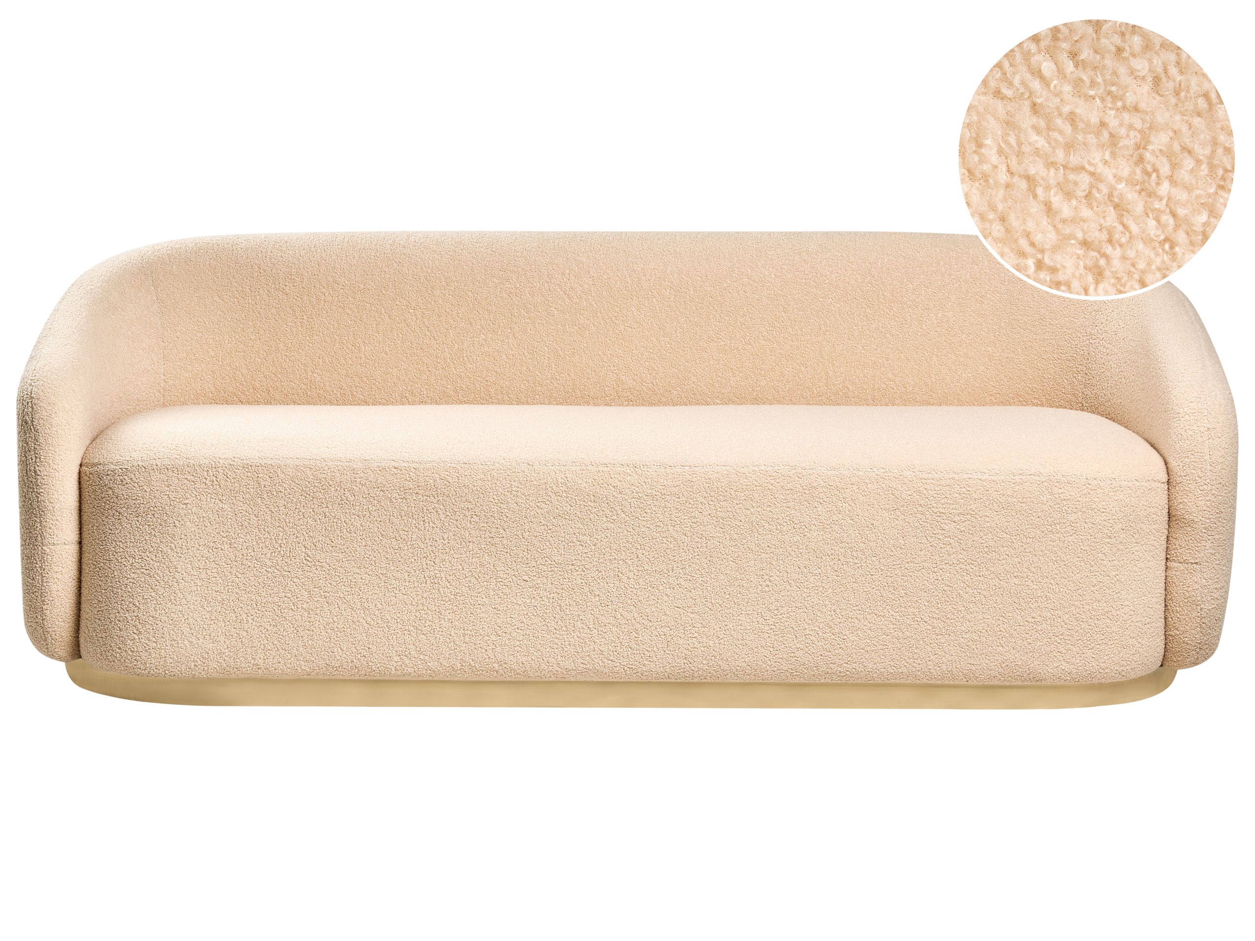 YULEMERE Boucle Fabric 2 Seater Sofa - Beige - Gemini Interiors