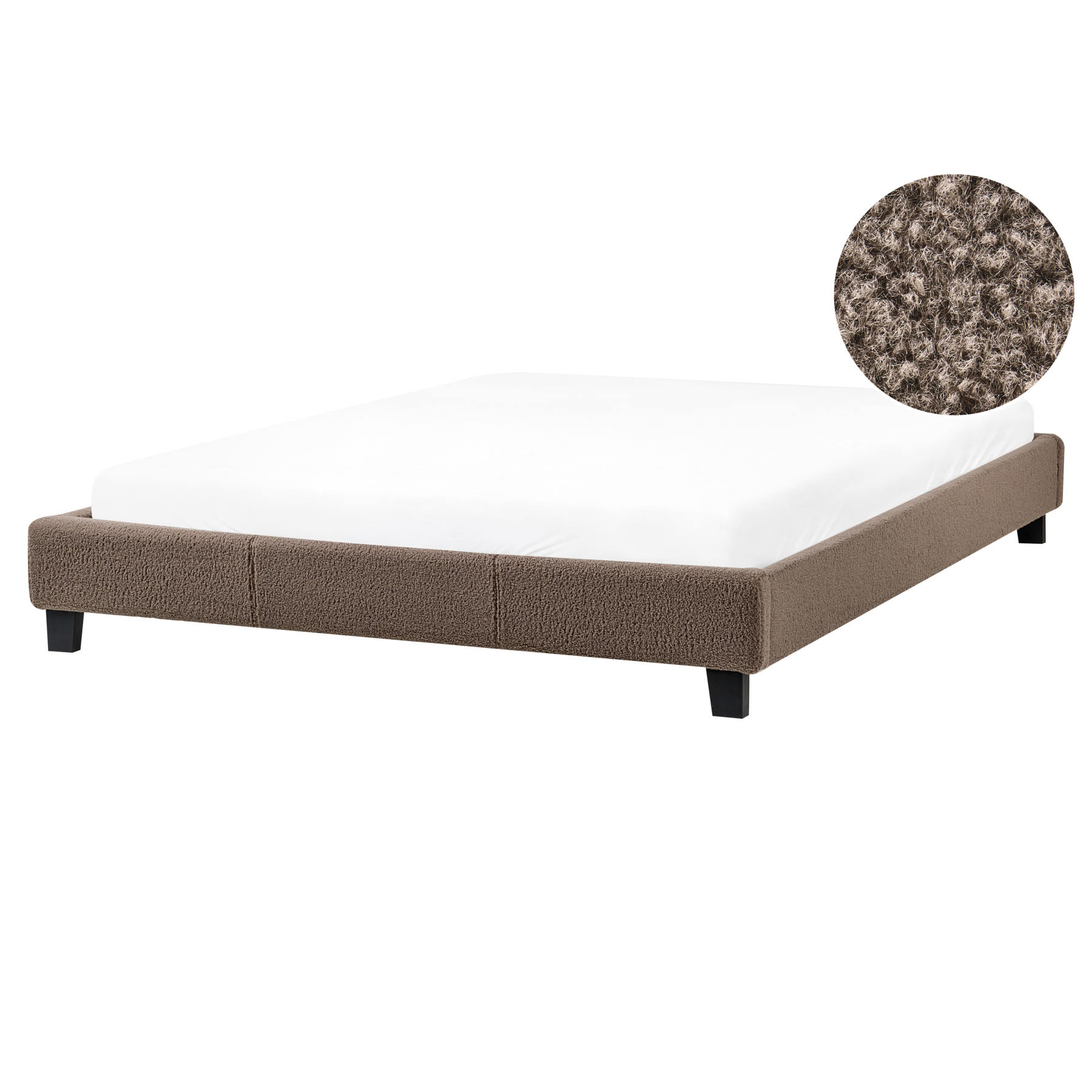 MARETH Kingsize Boucle Fabric Bedframe - Taupe - Gemini Interiors