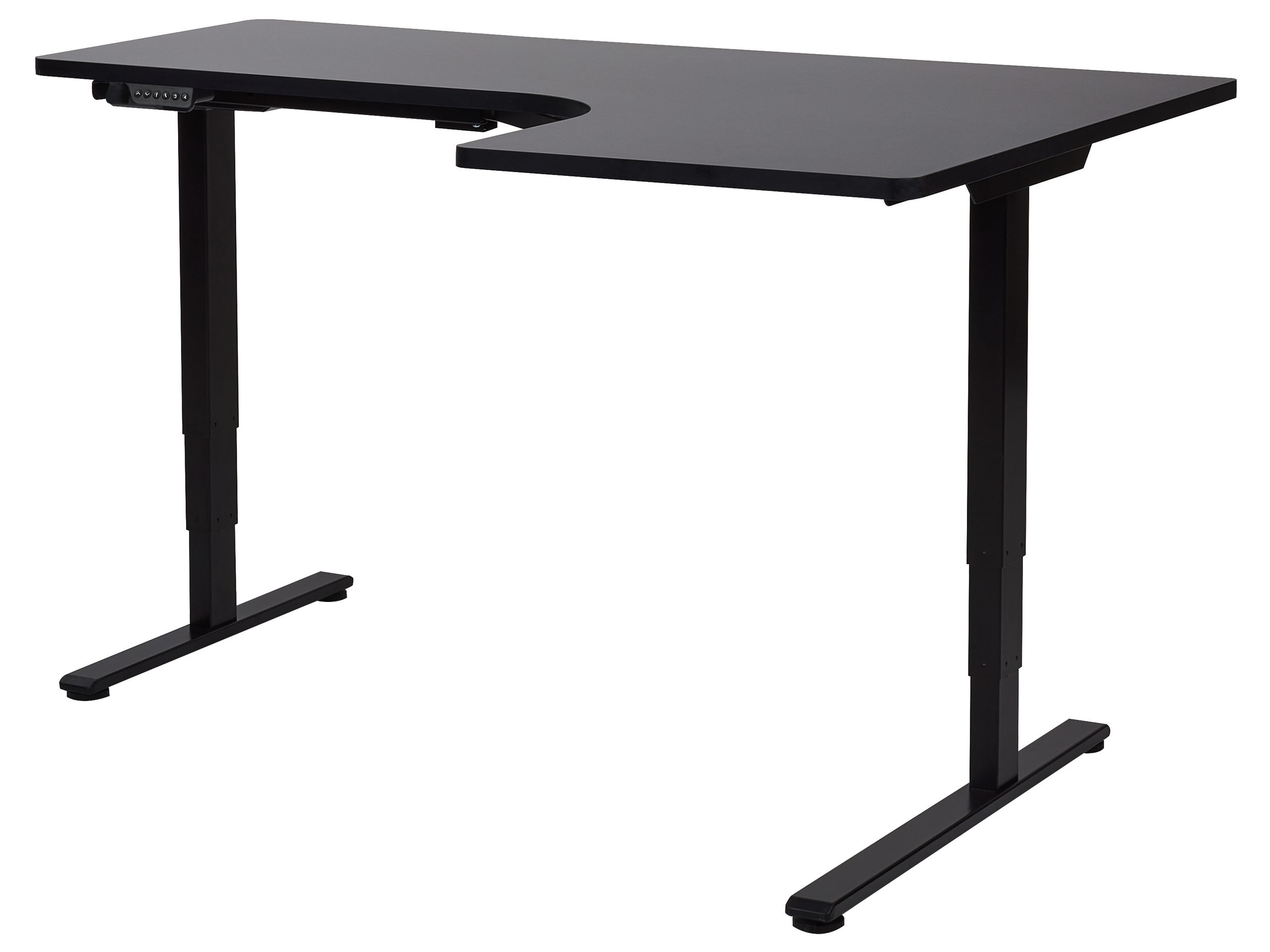 Electric Adjustable Right Corner Desk 160 x 59 cm Black DESTINES - Gemini Interiors