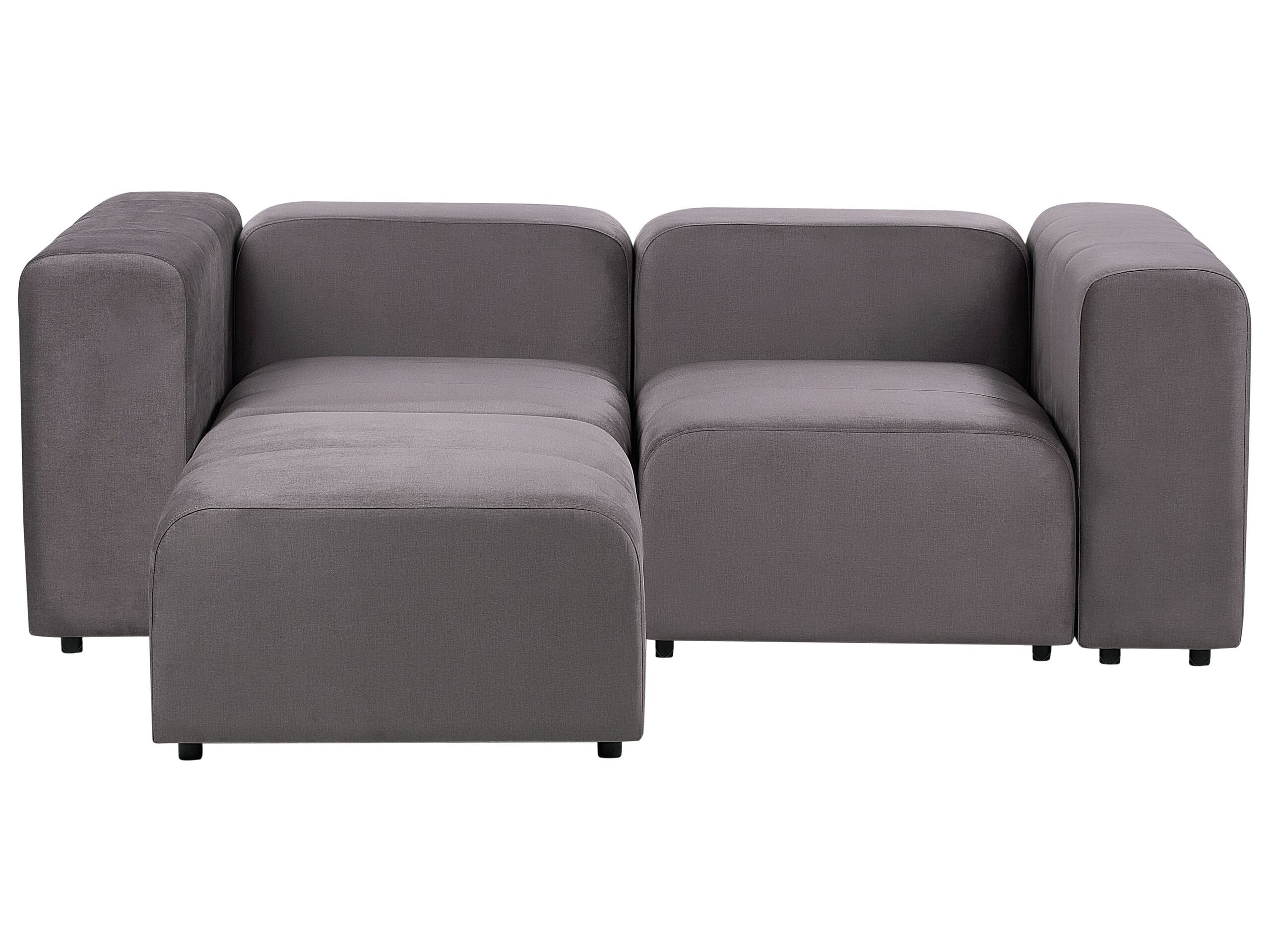 2 Seater Modular Velvet Sofa with Ottoman Dark Grey FALSTERBO - Gemini Interiors
