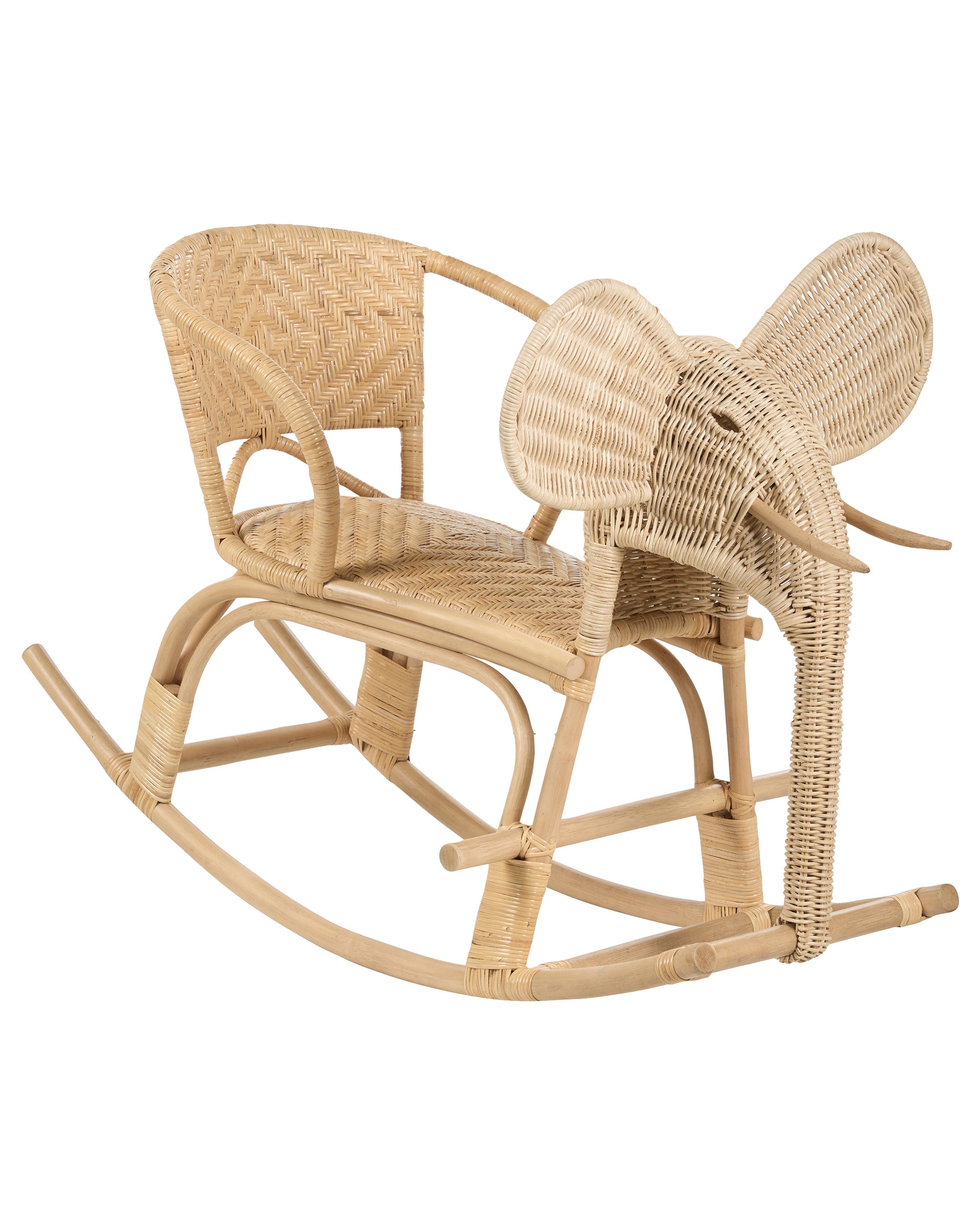 Rattan Kids Rocking Chair Elephant Natural AMPOLLINO - Gemini Interiors
