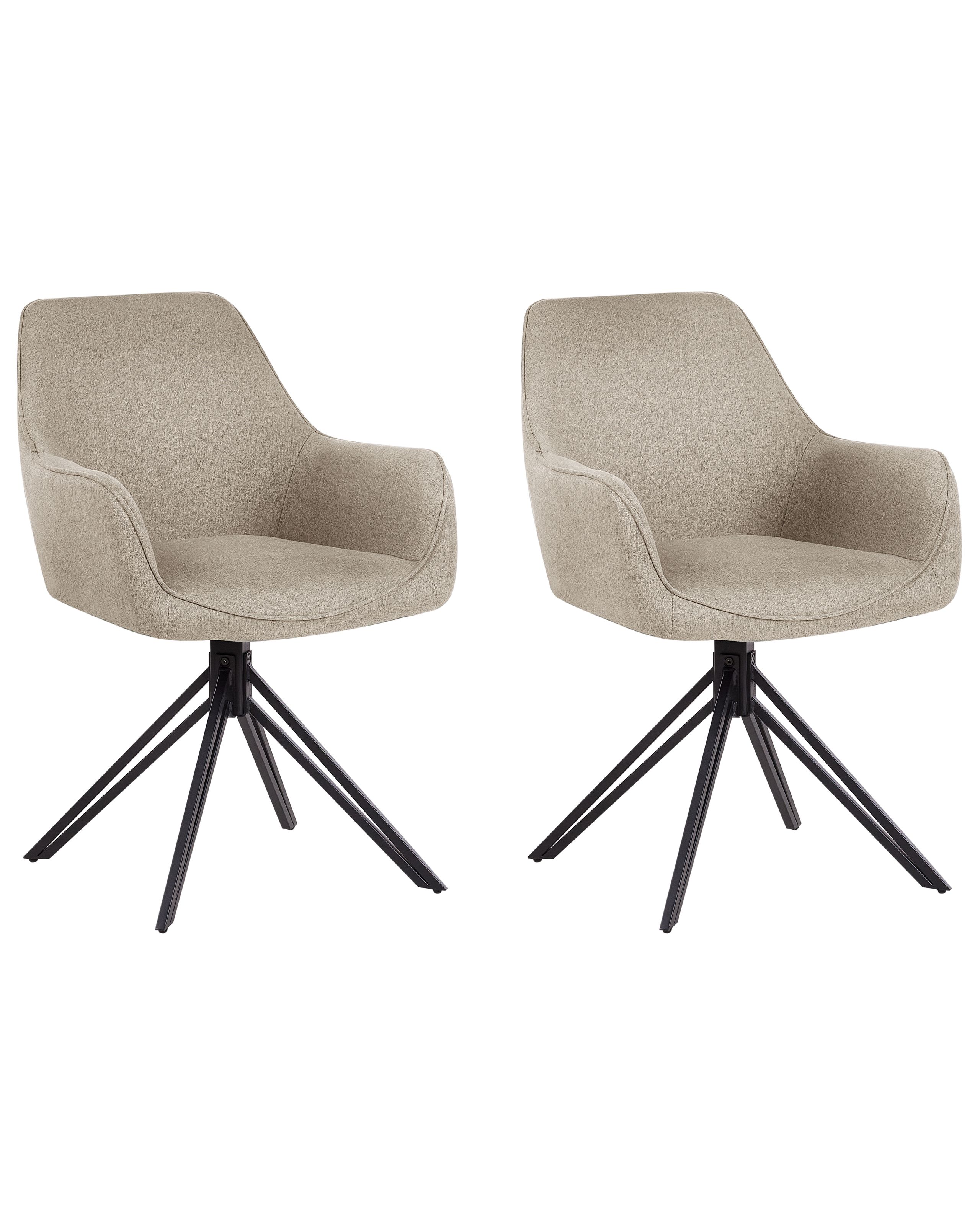Set of 2 Dining Chairs Swivel JODAR Taupe - Gemini Interiors
